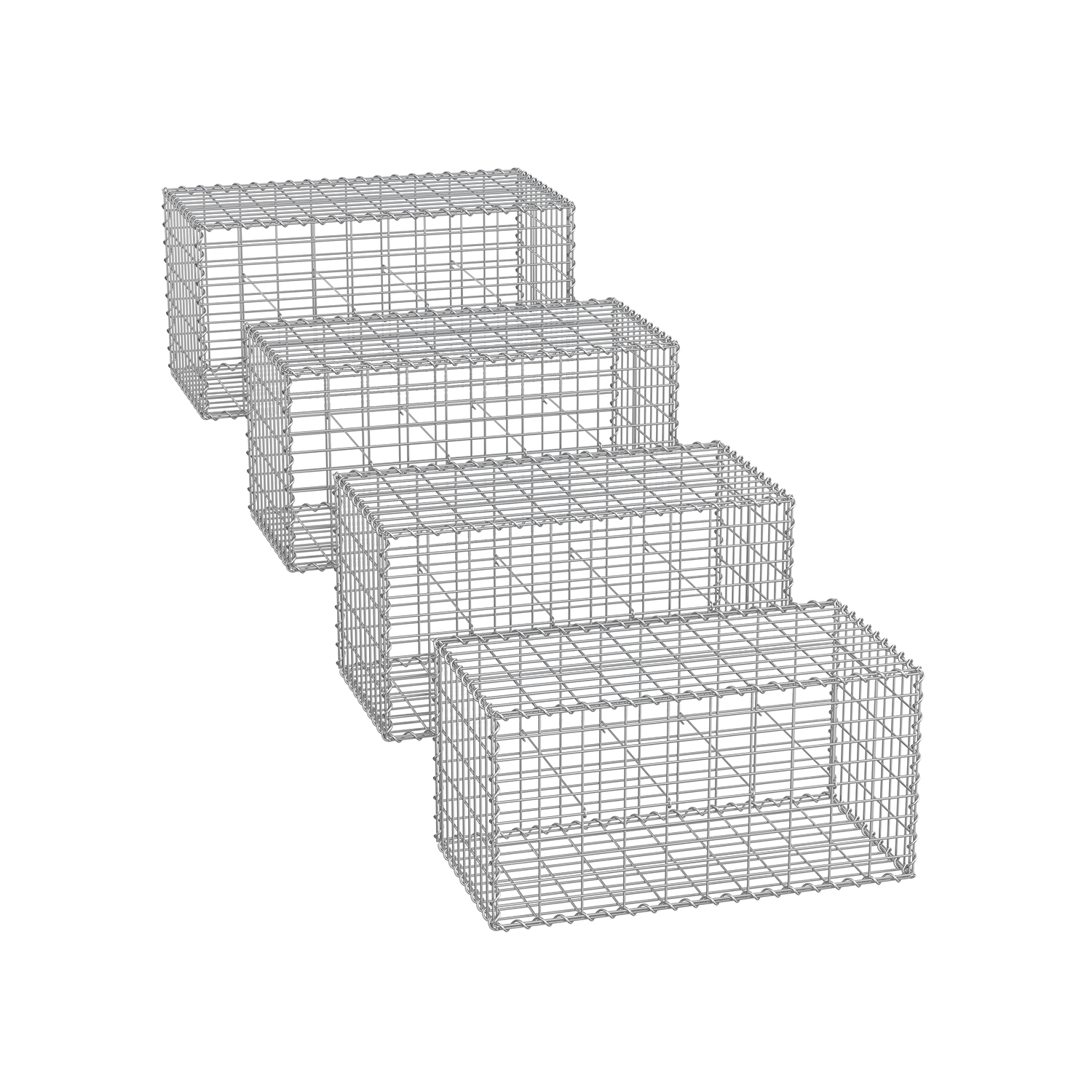 Gabioonkorvid 100 x 30 x 30 cm komplektis 4tk hõbedane