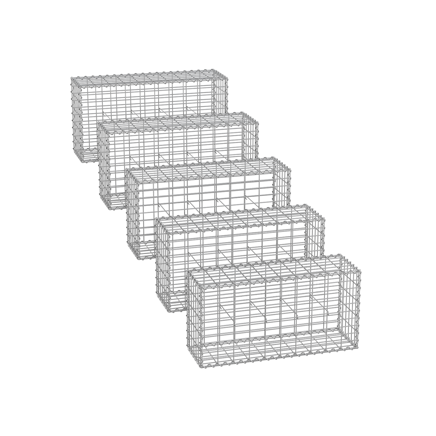 Gabioonikorvid 100 x 30 x 30 cm komplektis 5tk hõbedane