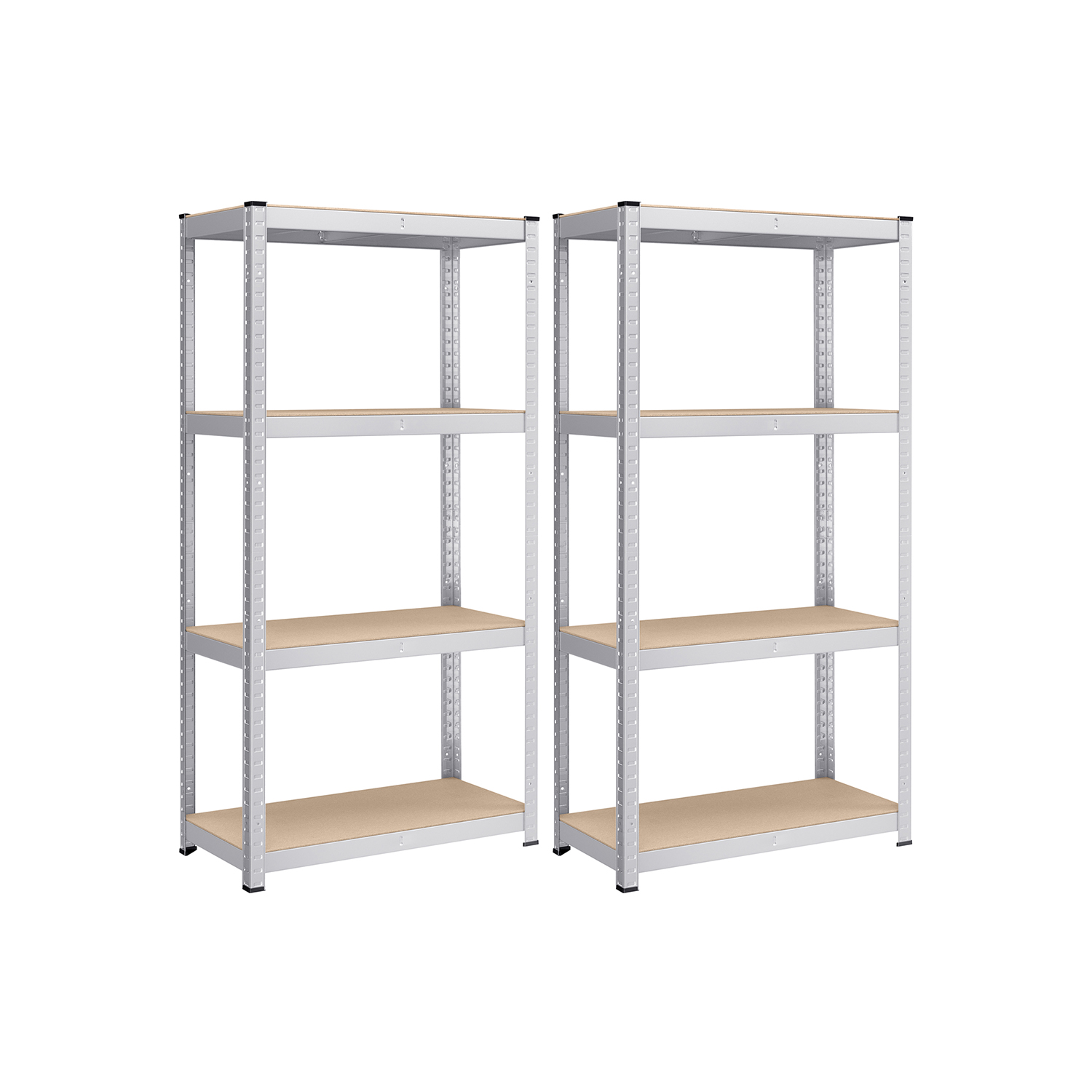 Metallinen säilytyshyllysetti, 2 kpl, korkeus 160 cm, hopea