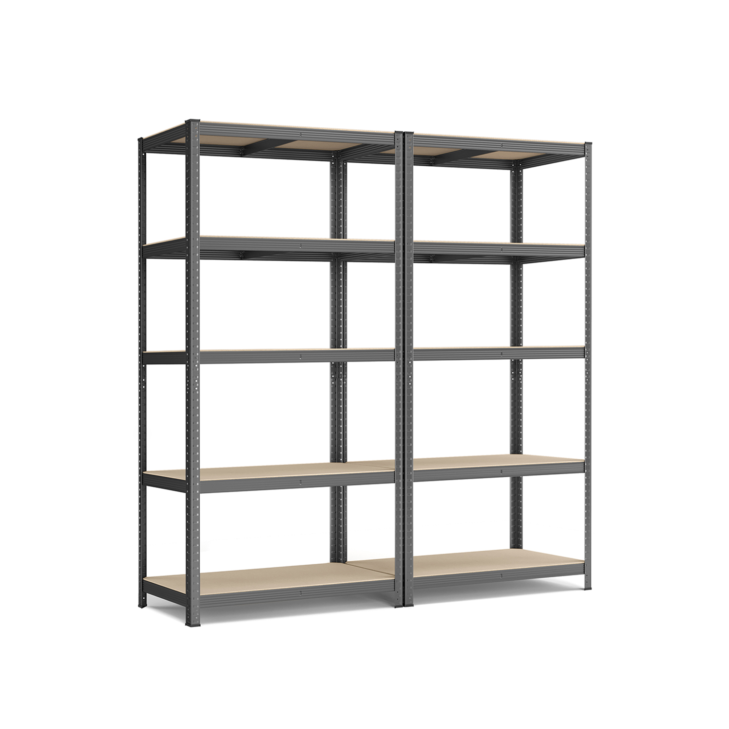 Metallinen säilytyshyllysetti, 2 kpl, korkeus 200 cm, tummanharmaa