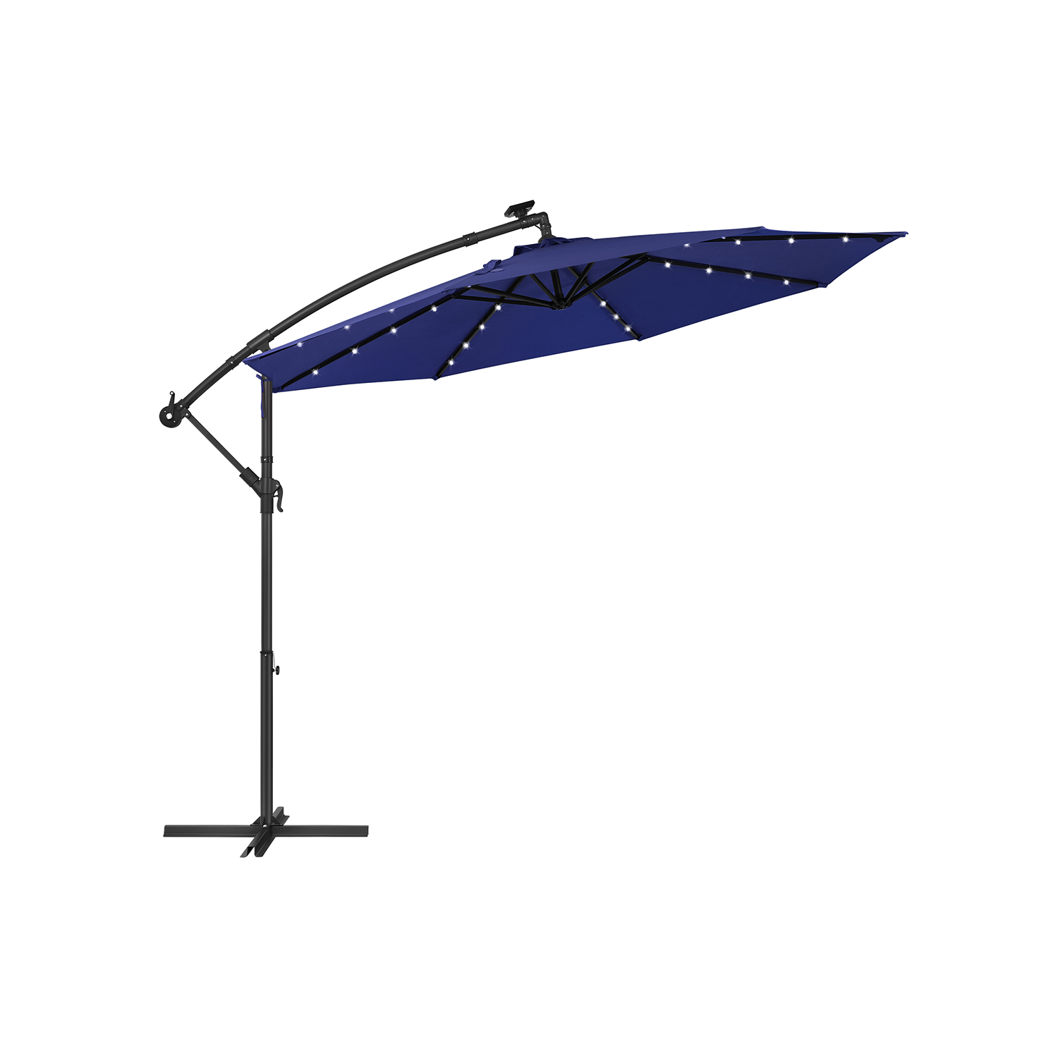 Aurinkovarjo LED - aurinkovalolla ja jalustalla