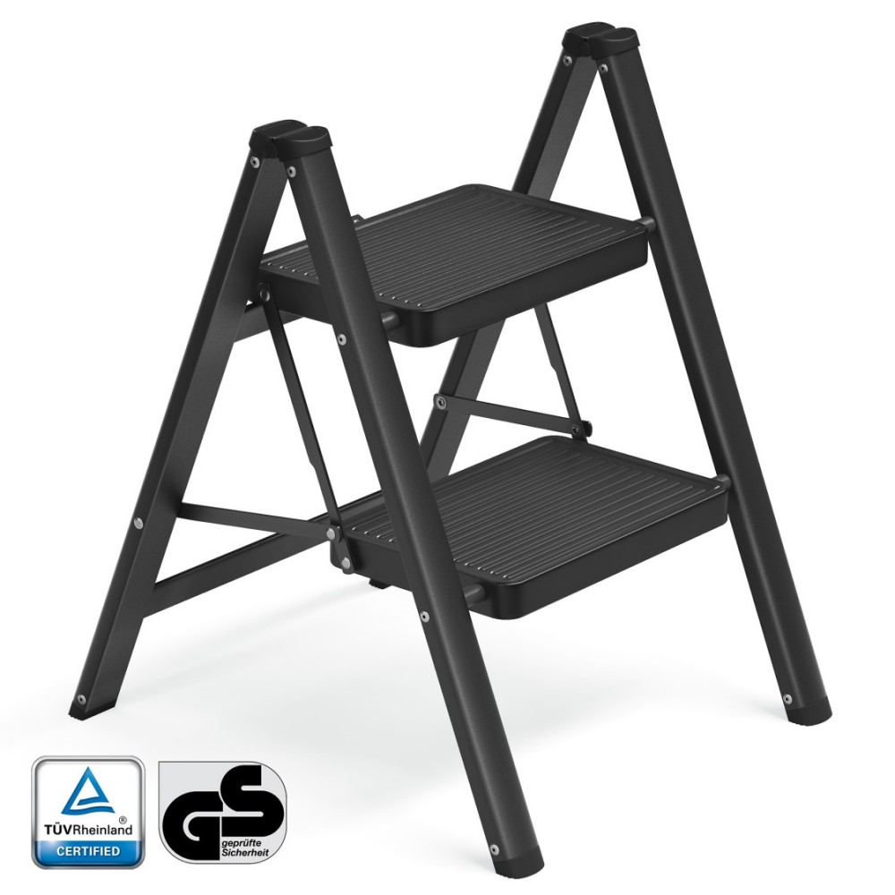 Trepiredel ja kokkupandav trepp-pukk 2 astmega terasest kandevõime kuni 150 kg 55 x 43 4 x 61 8 cm