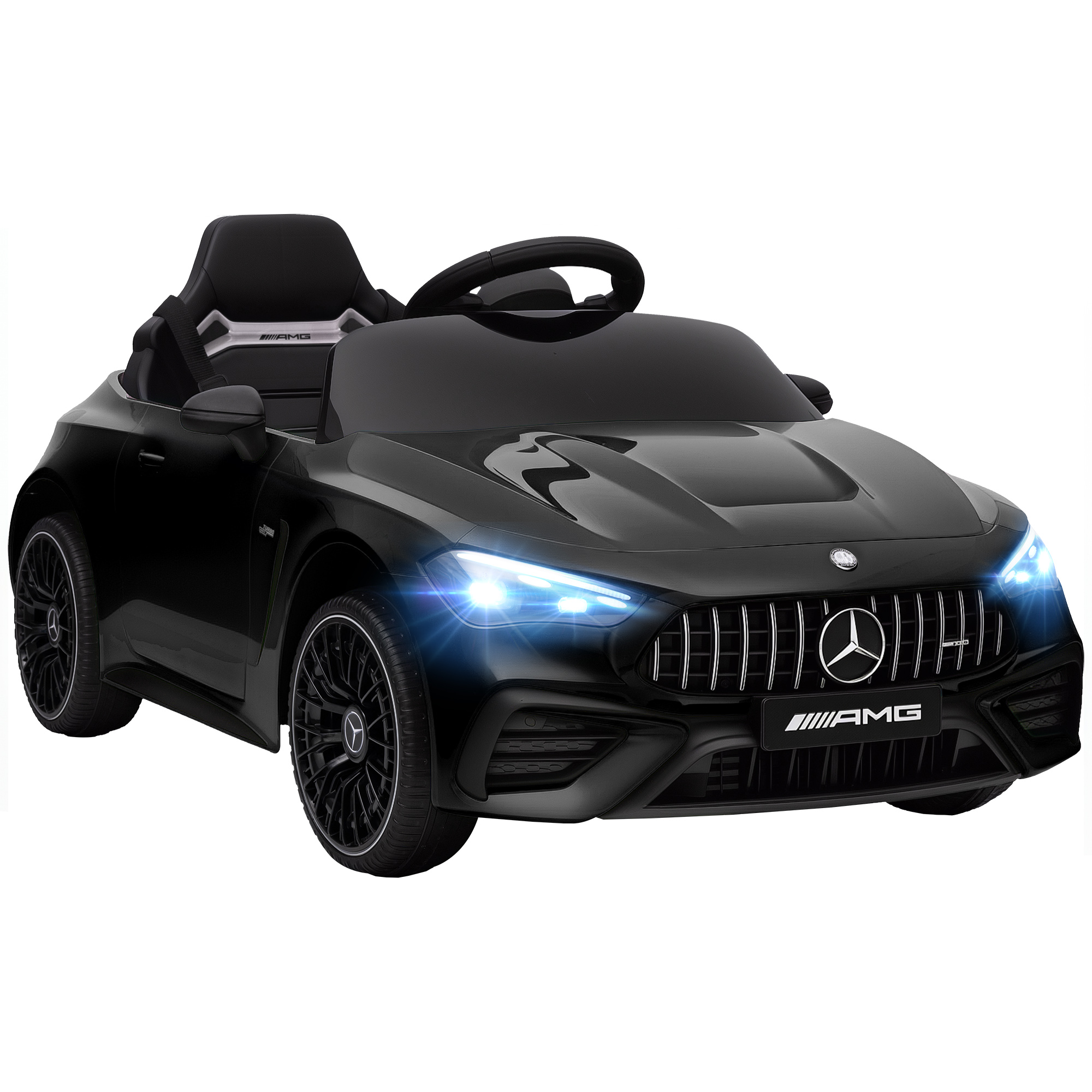 Lasten sähköauto, Mercedes-malli, 12 V moottori, kaukosäädin, LED-valot, musiikki, 3–6-vuotiaille lapsille, musta