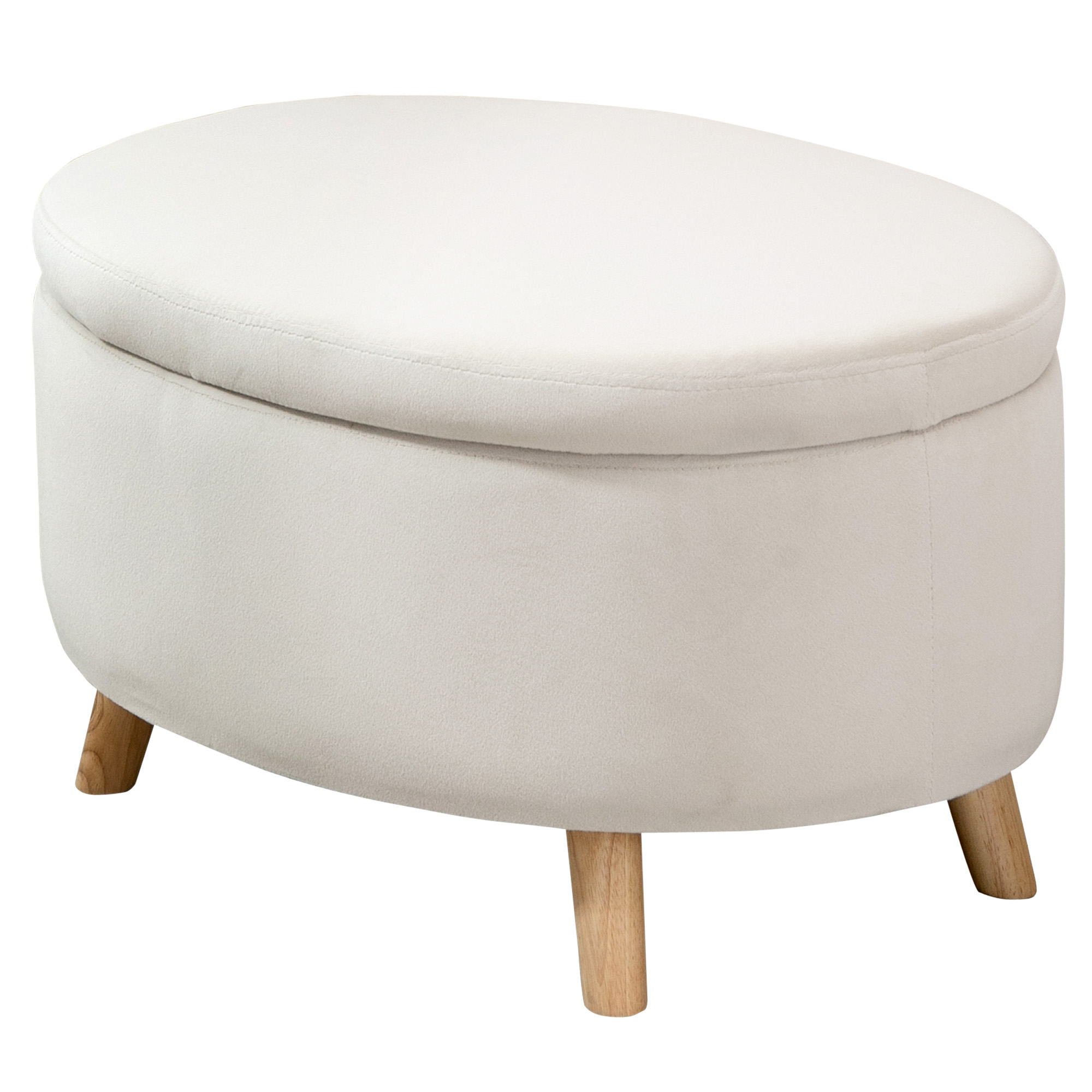 Hoiupink taburet ovaalne sametine välimus kuni 120 kg 71 x 51 5 x 42 cm beež