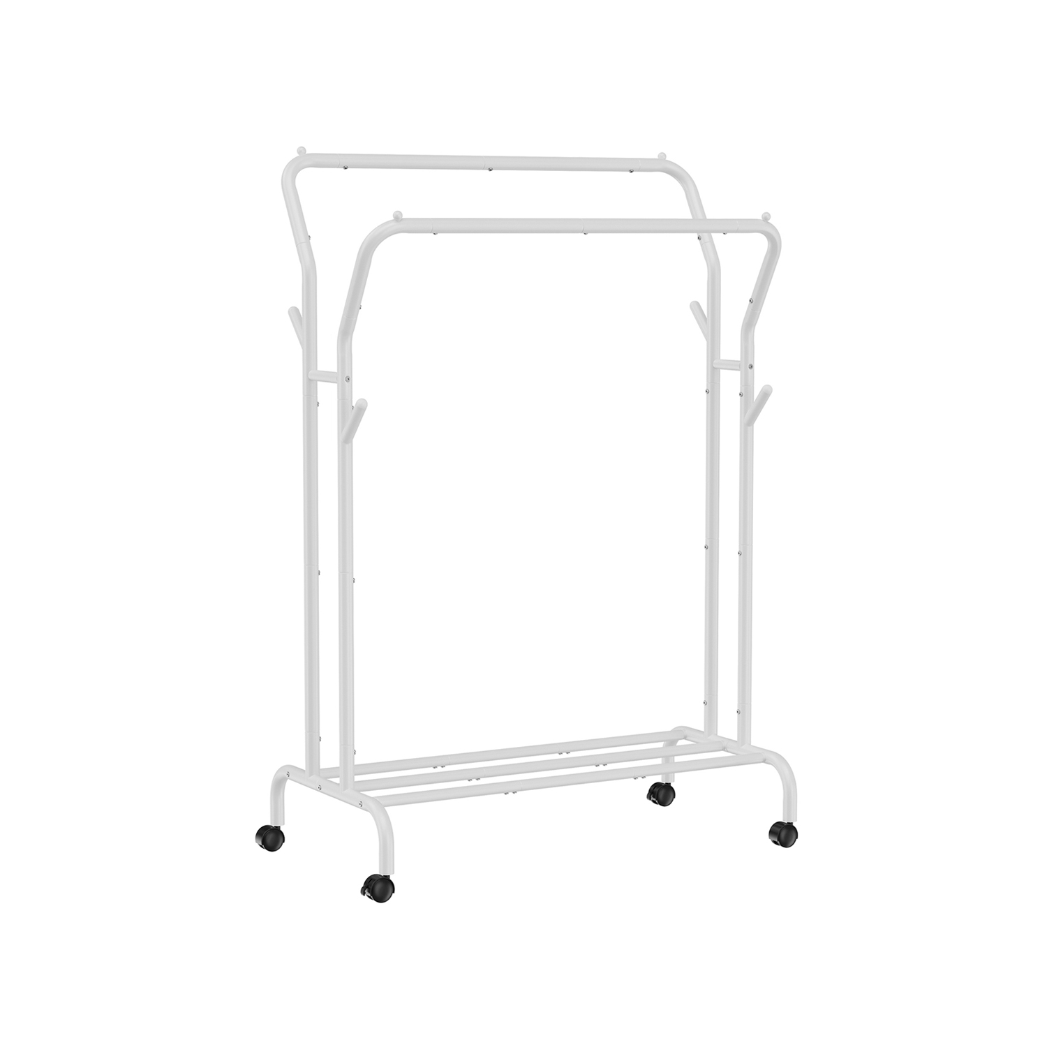 Rullikutel riidenagi 2 riputustoru terasest garderoobistange kandevõime kuni 100 kg laius 103 5 cm