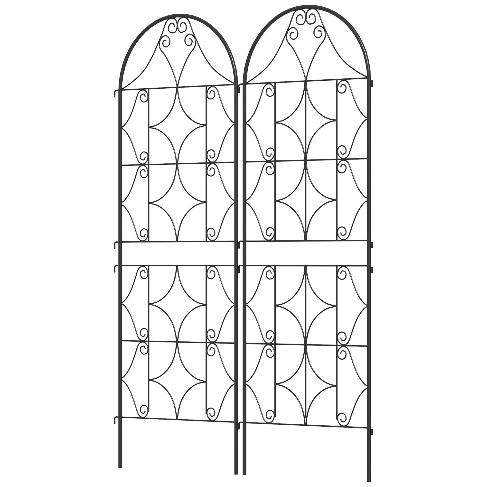 Metalliset säleikkösetti, 2 kpl, pistokiinnitteinen, ruostumaton, kiipeilyapu köynnöksille, 50x150 cm, musta