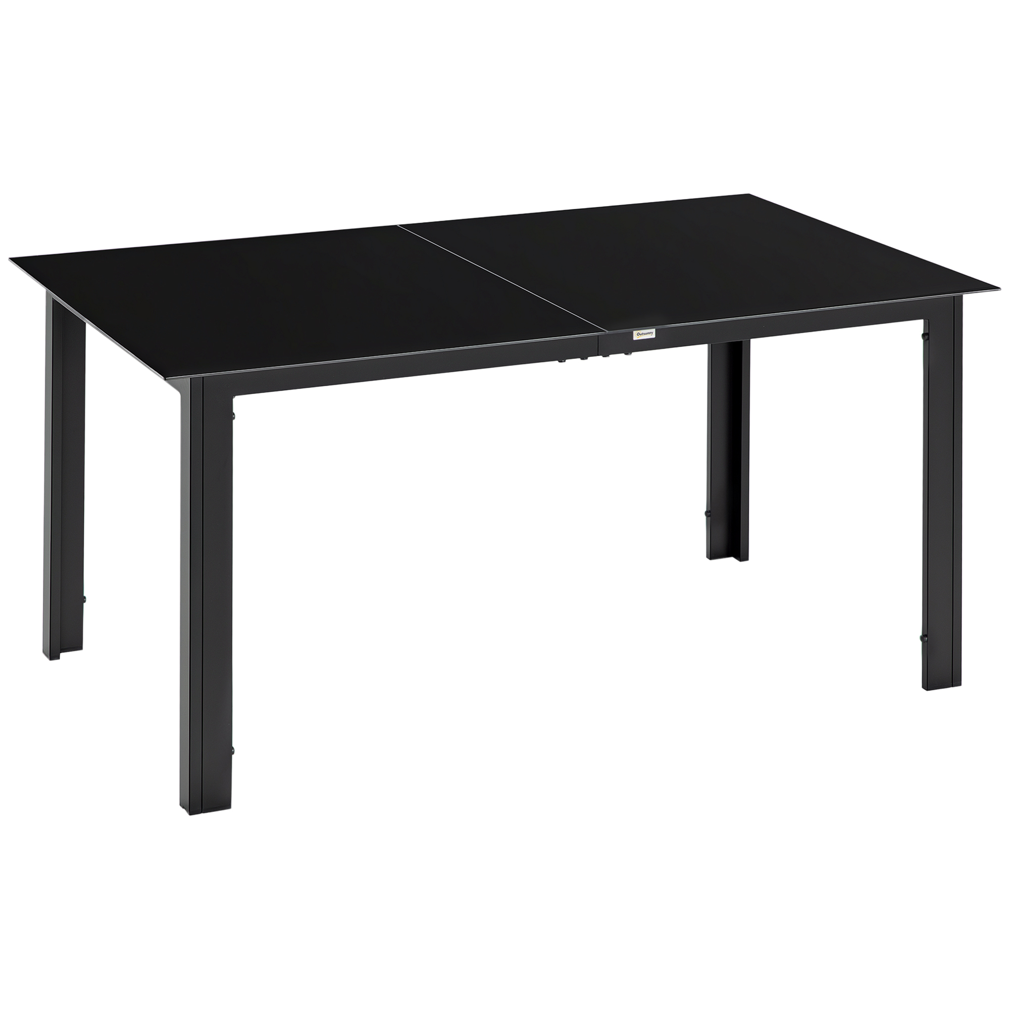 Aialaud 6 inimesele ilmastikukindel karastatud klaasist terrassilaud 150 cm x 90 cm x 74 cm must