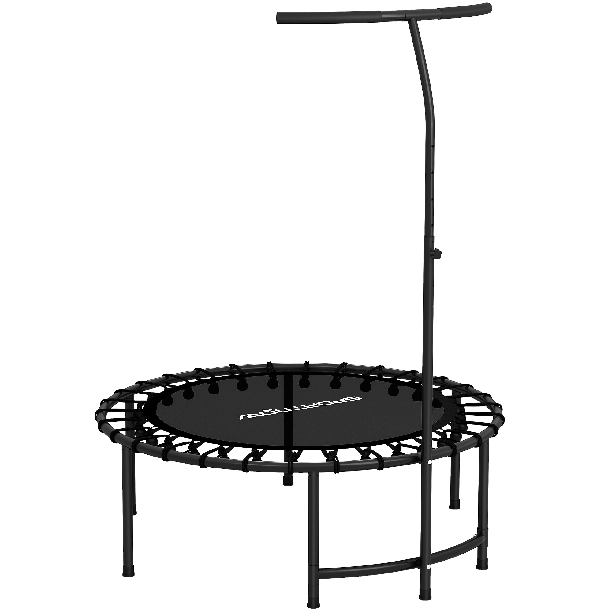 Rebounder-trampoliini, 5-tasoinen säädettävä kahva, treenitrampoliini, musta