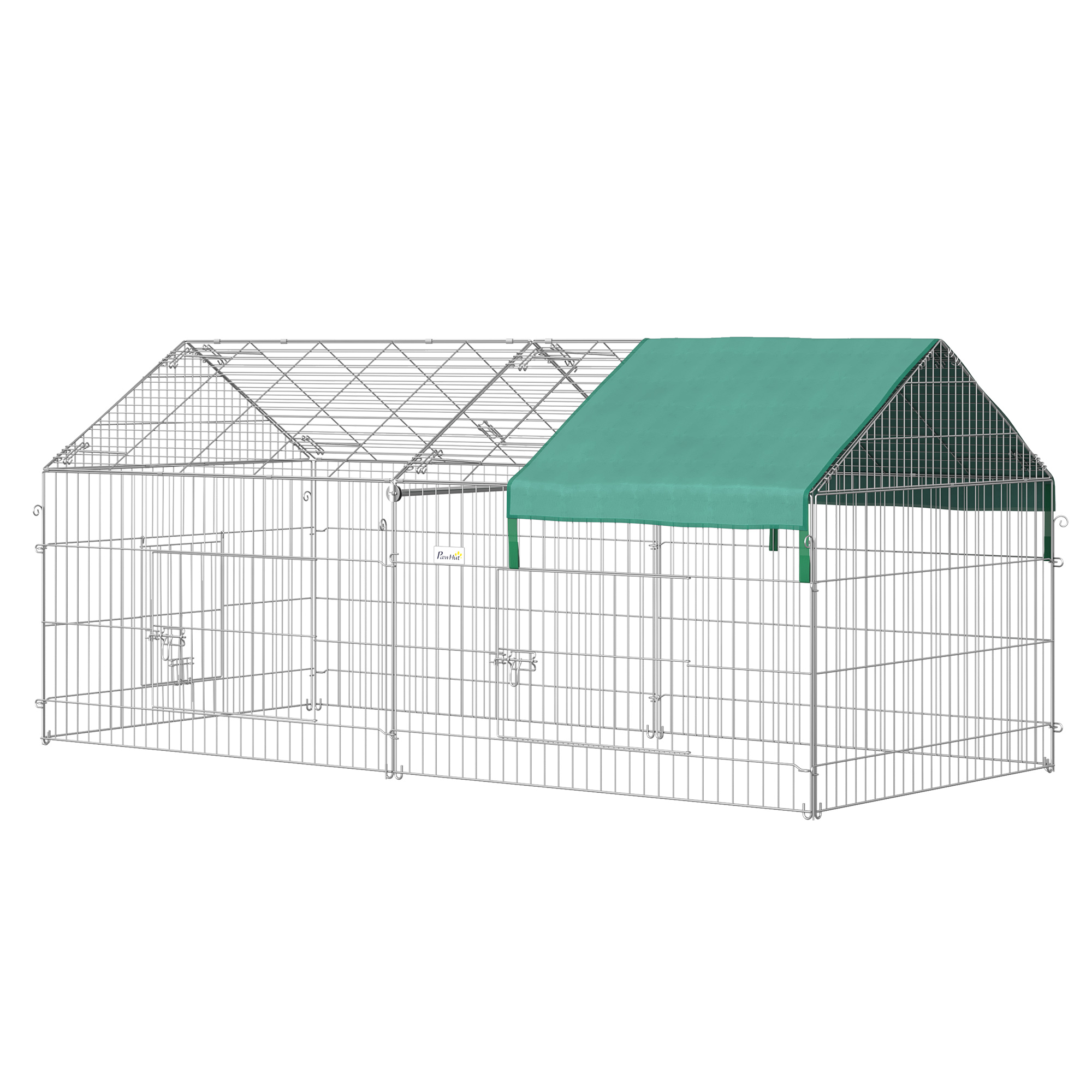 Väikeloomade mänguaedik õueala 4 maavaiaga 220 cm x 103 cm x 103 cm must + roheline