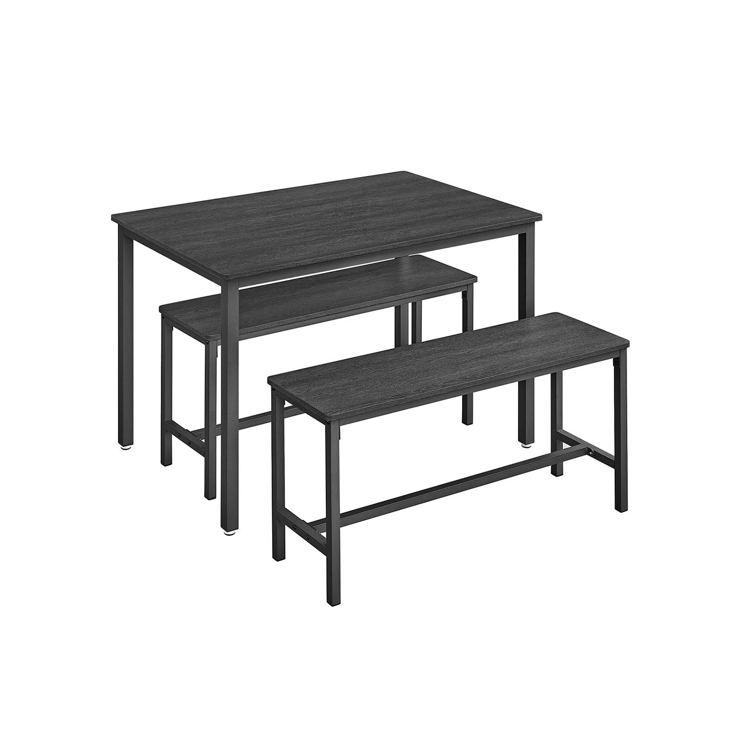 Söögilaua komplekt: laud (110 x 70 x 75 cm) ja 2 pinki (97 x 30 x 50 cm) metallraam tööstuslik disain