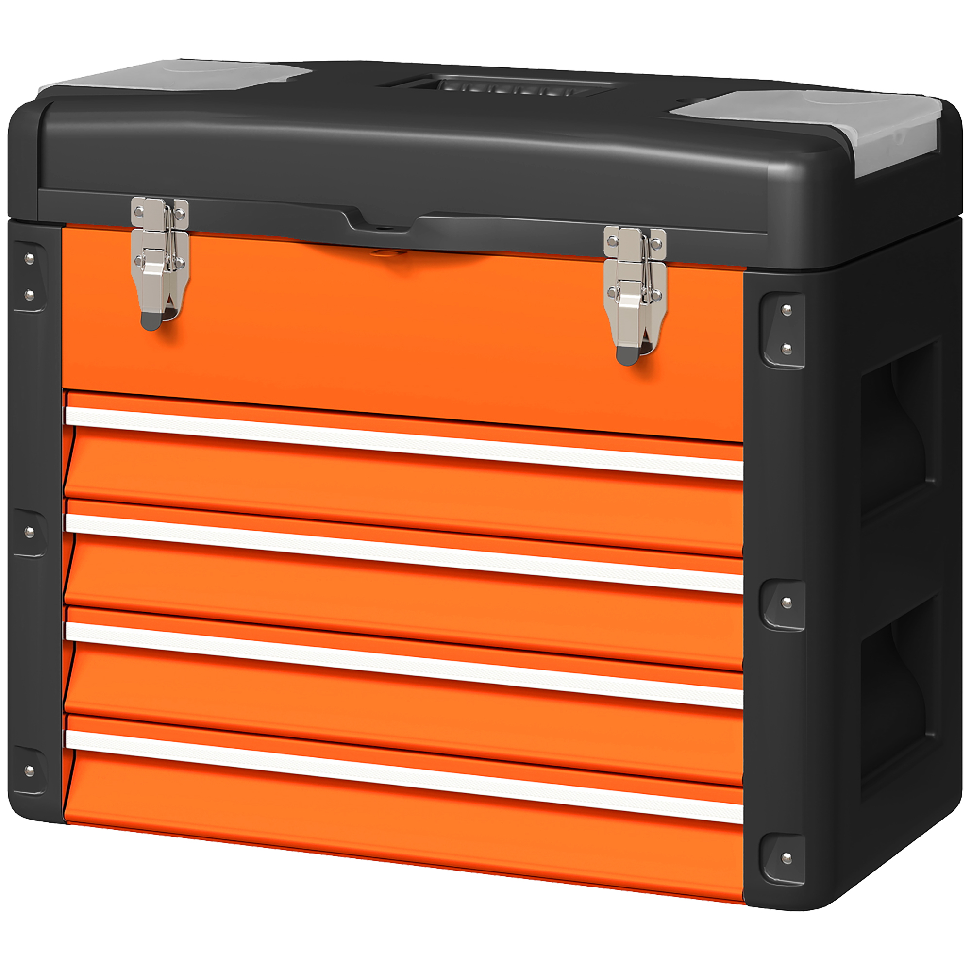 Tühi tööriistakast 49 7 x 25 3 x 40 7 cm tööriistakast 4 sahtliga minikast terasest oranž