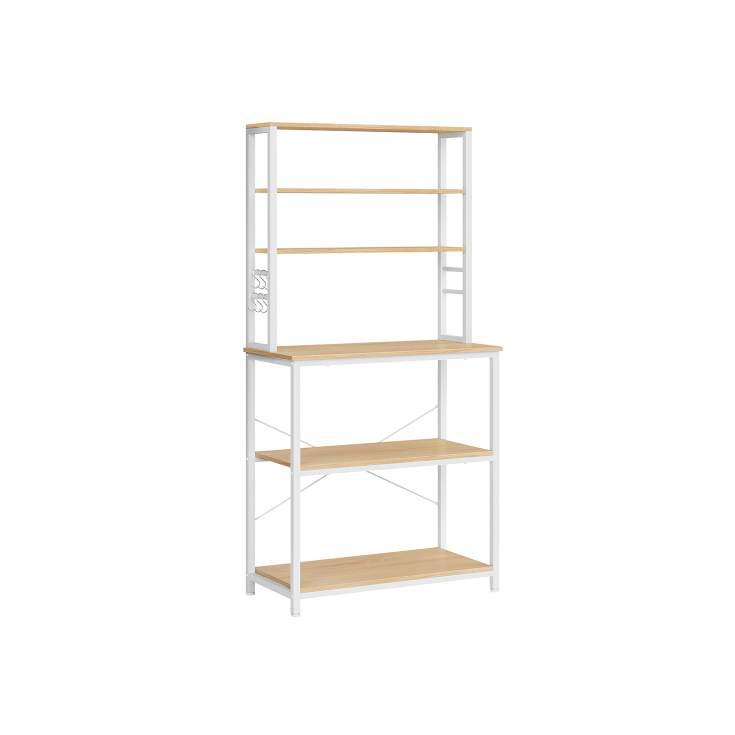Köögiriiul ja mikrolaineahju alus 6 konksu ja metallraamiga tööstuslik disain 80 x 40 x 167 cm