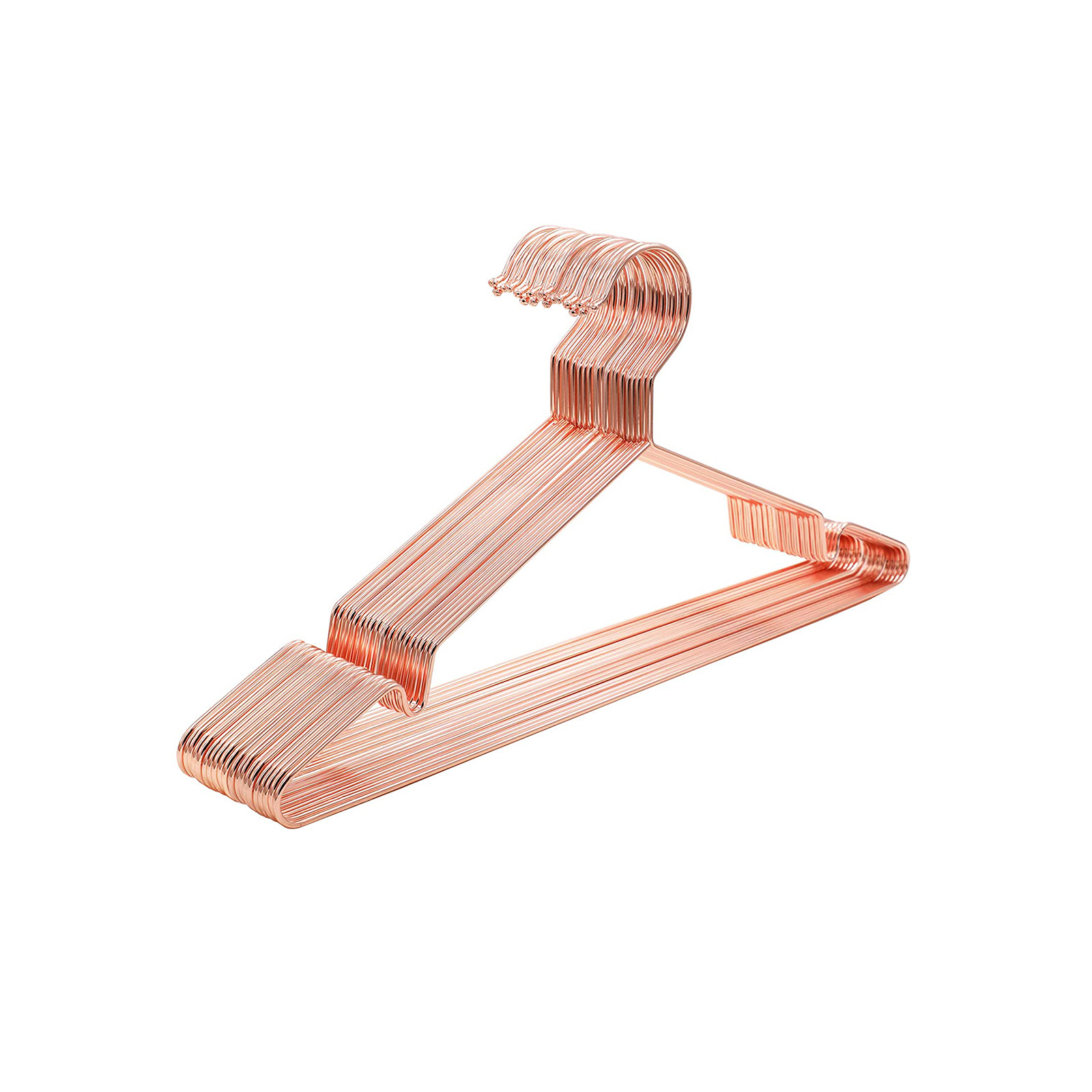10 x metallist riidepuud roosakaskuldne stiilne kroomitud roostekindel ruumisäästlik 42 cm pikk CRI44R-10 10-osaline