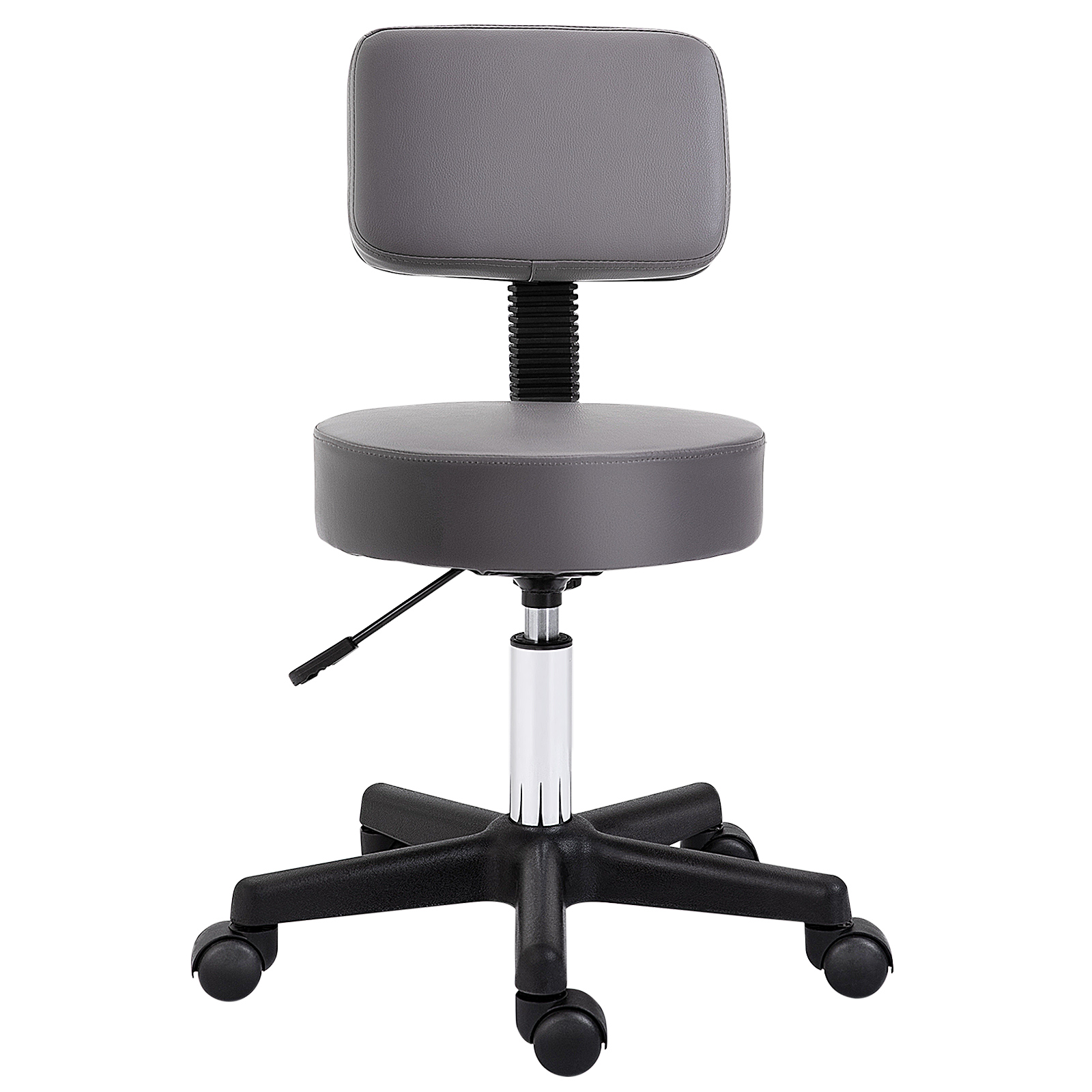 Salongin jakkara, korkeussäädettävä, ergonominen, 360° kääntyvä, 5 pyörää, keinokuitupäällinen, harmaa