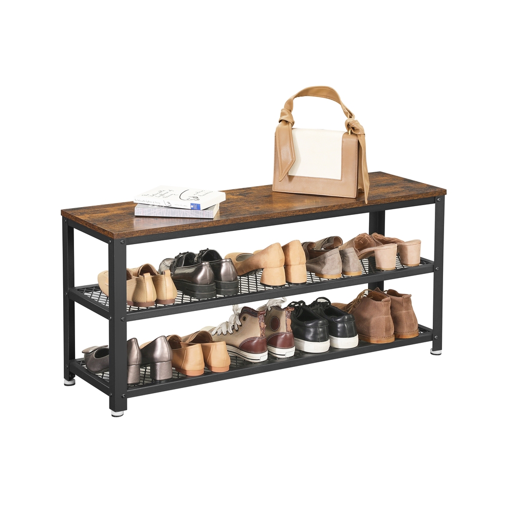 Istmeosaga kingariiul 2 tasandiga jalatsite hoidja metallraam tööstuslik disain 100 x 30 x 45 cm