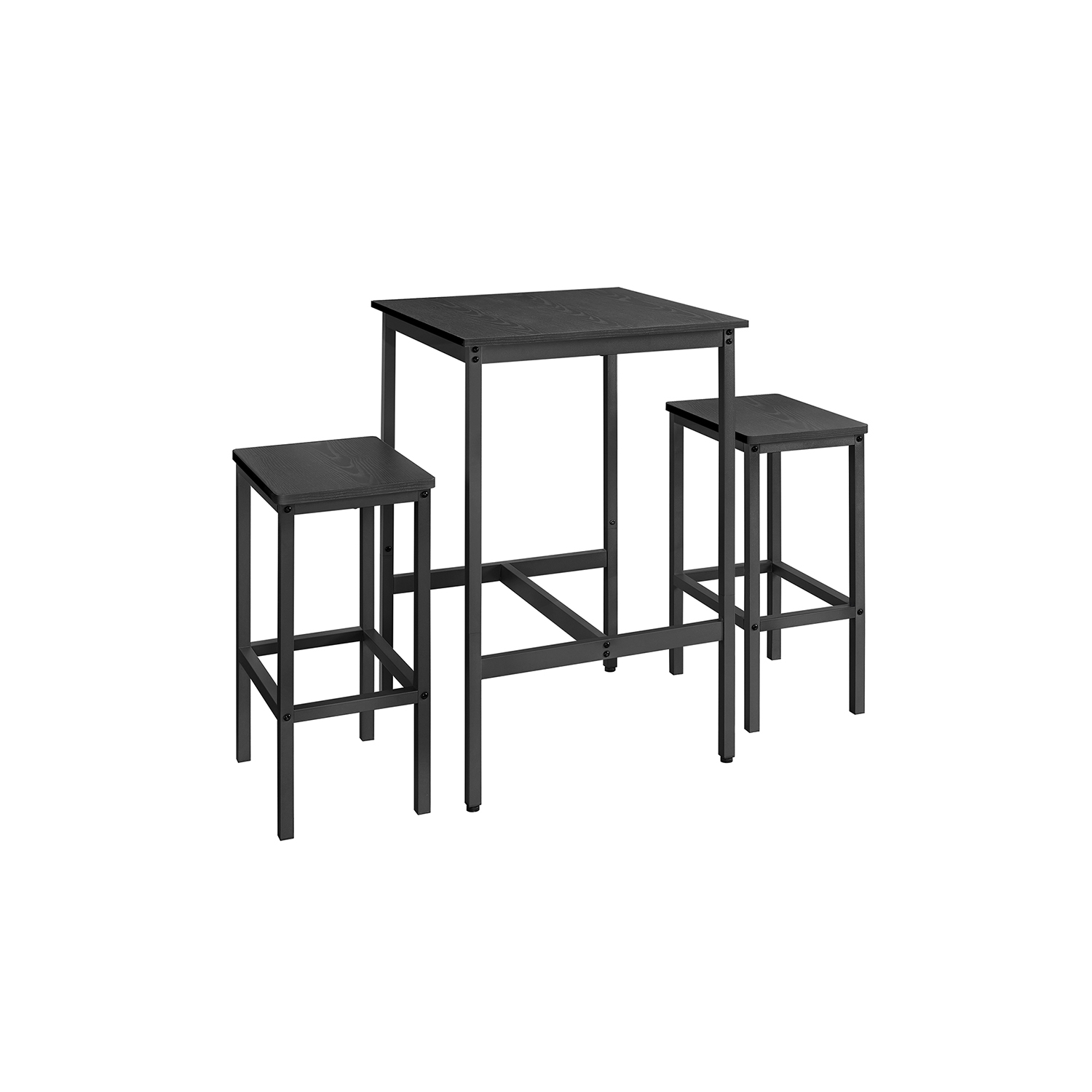 Baarilaua ja baaripukkide komplekt söögilaud 2 tooliga väike köögilaud 60 x 60 x 90 cm tööstuslik disain