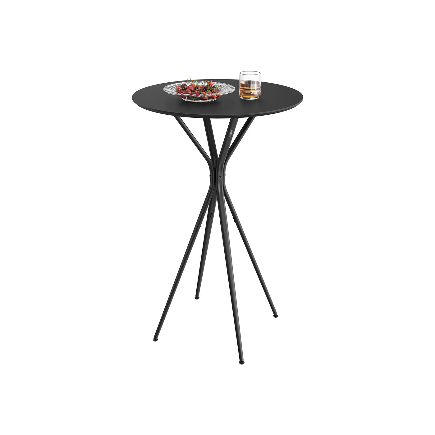 Metallirunkoinen baaripöytä 60 x 60 x 105 cm musteenmusta-mattamusta