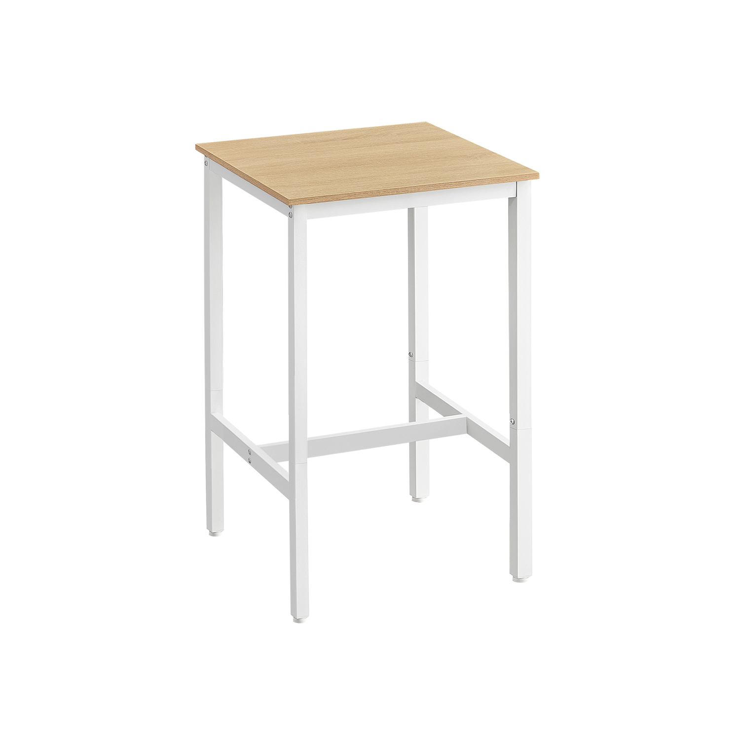 Baaripöytä teräsrungolla 60 x 60 x 92 cm tammi beige-valkoinen