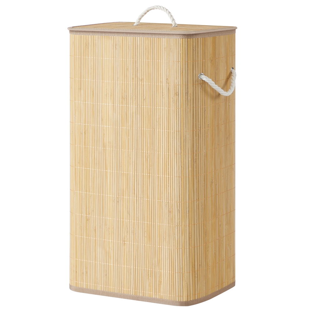 Pyykkikori kannella, 90 l, bambu pyykkikori