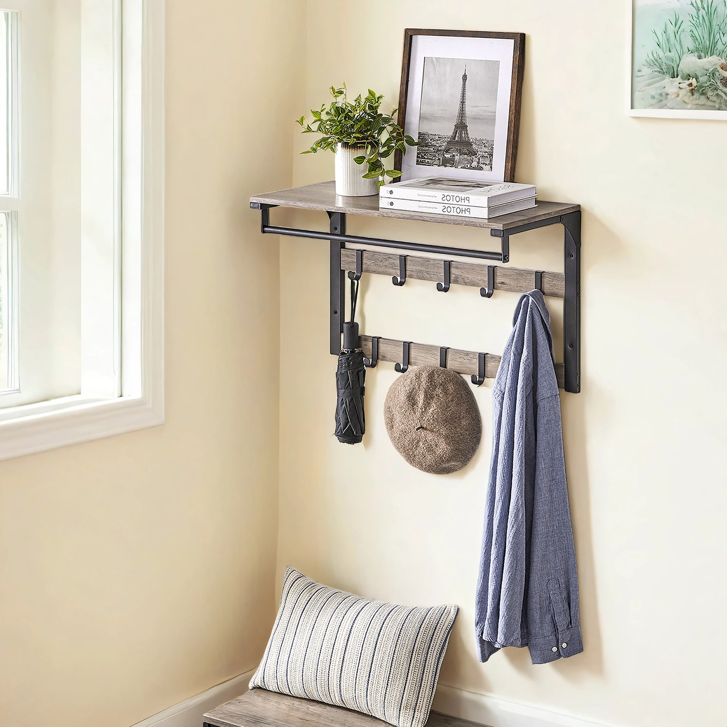 Seinariiul riiuliga seinariiul 10 eemaldatava konksuga