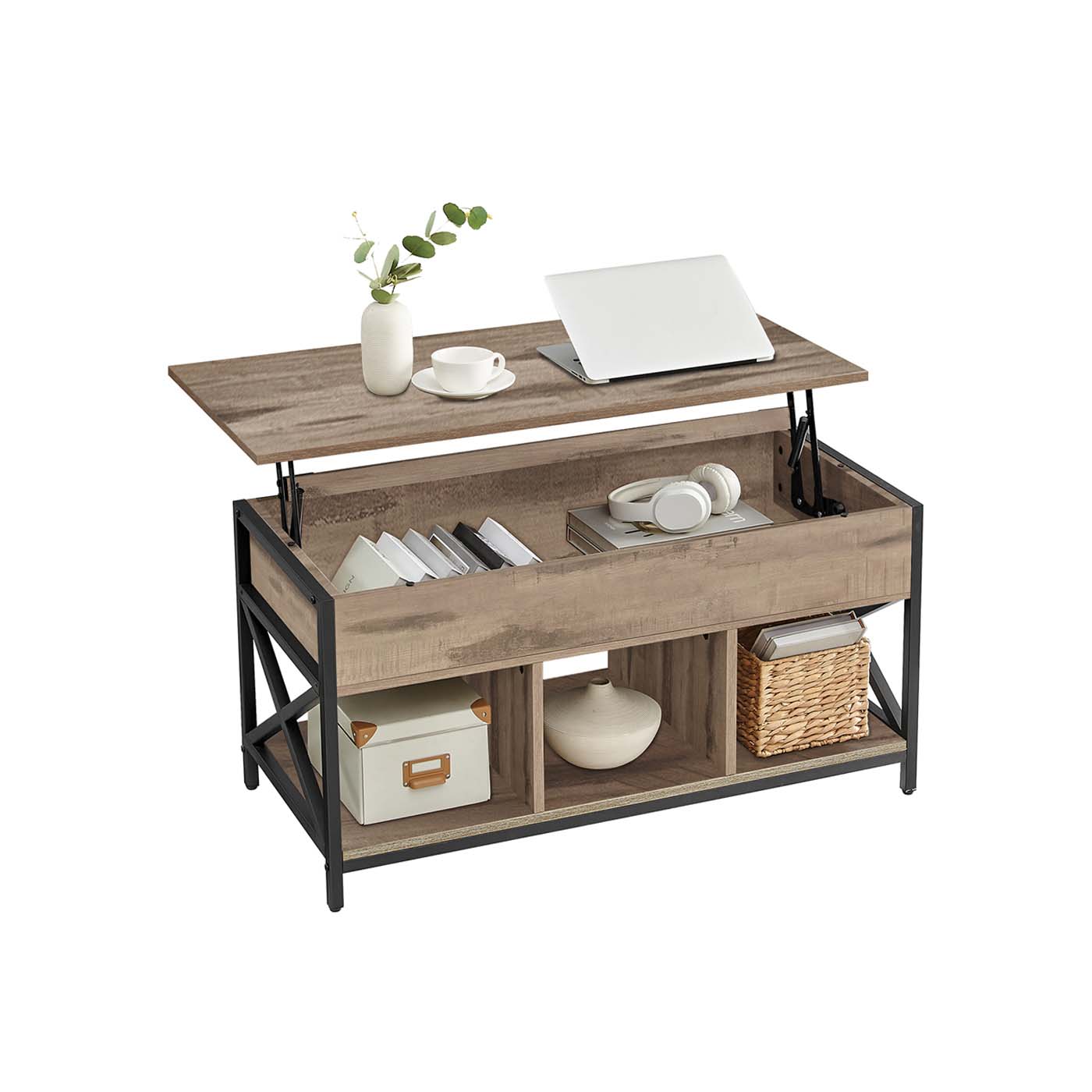 Sohvapöytä 50 x 100 x (46,5 - 62) cm kamelinkarva ruskea - musta