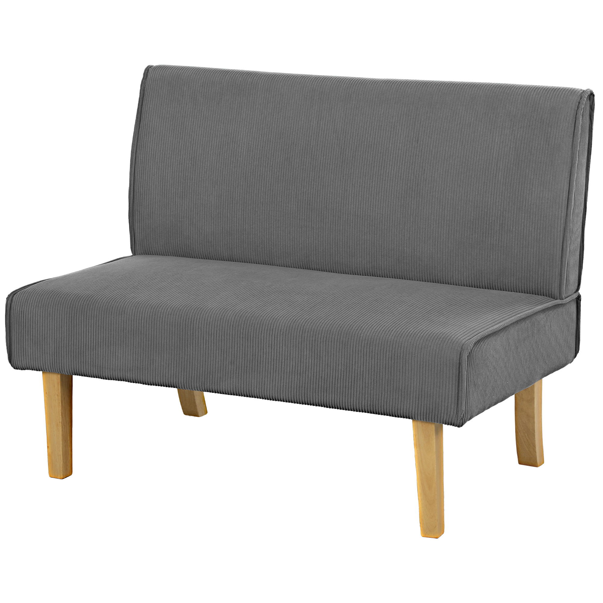 Kahden istuttava sohva, jossa samettipäällinen, paksu pehmuste ja massiivipuujalat olohuoneeseen, makuuhuoneeseen, toimistoon, harmaa