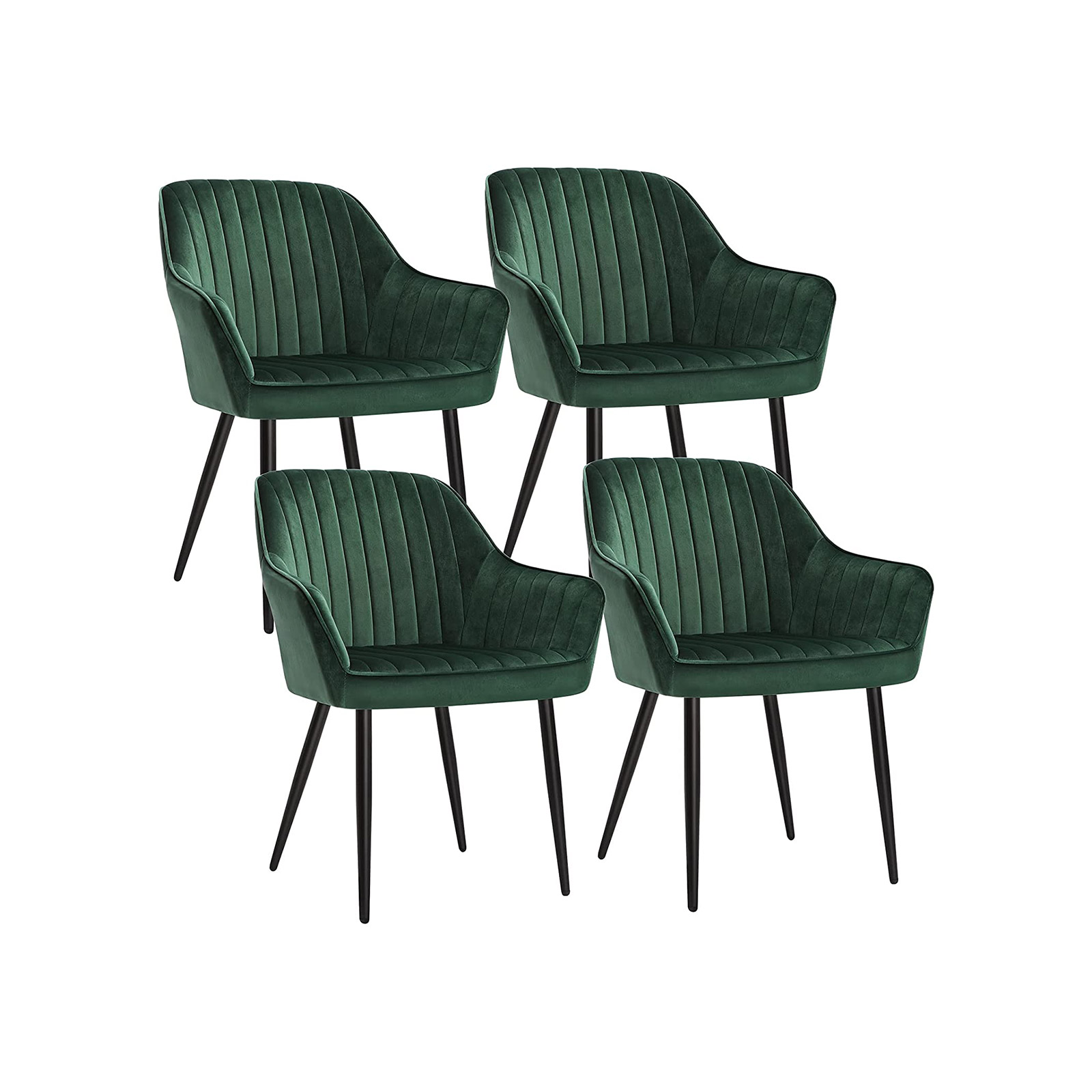 Pehmustetut tuolit, 4 kpl käsinojilla, vihreä