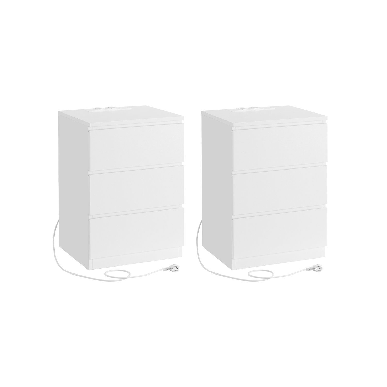 2-osainen yöpöytäsarja, 2 pistorasiaa Modern Cloud White