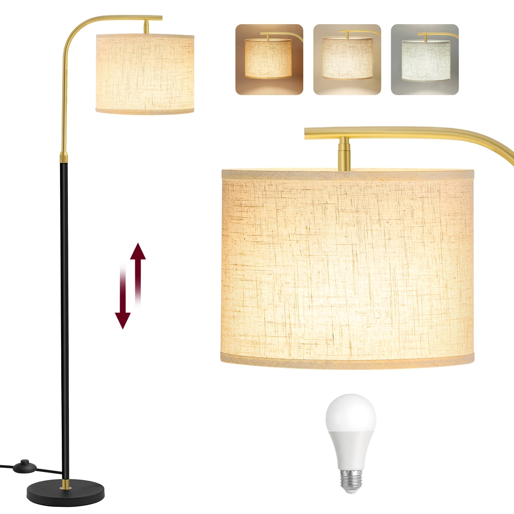 Põrandalamp ja kaarlamp reguleeritava kõrgusega lugemislamp (150-175 cm) jalg lüliti ja riidest kupliga