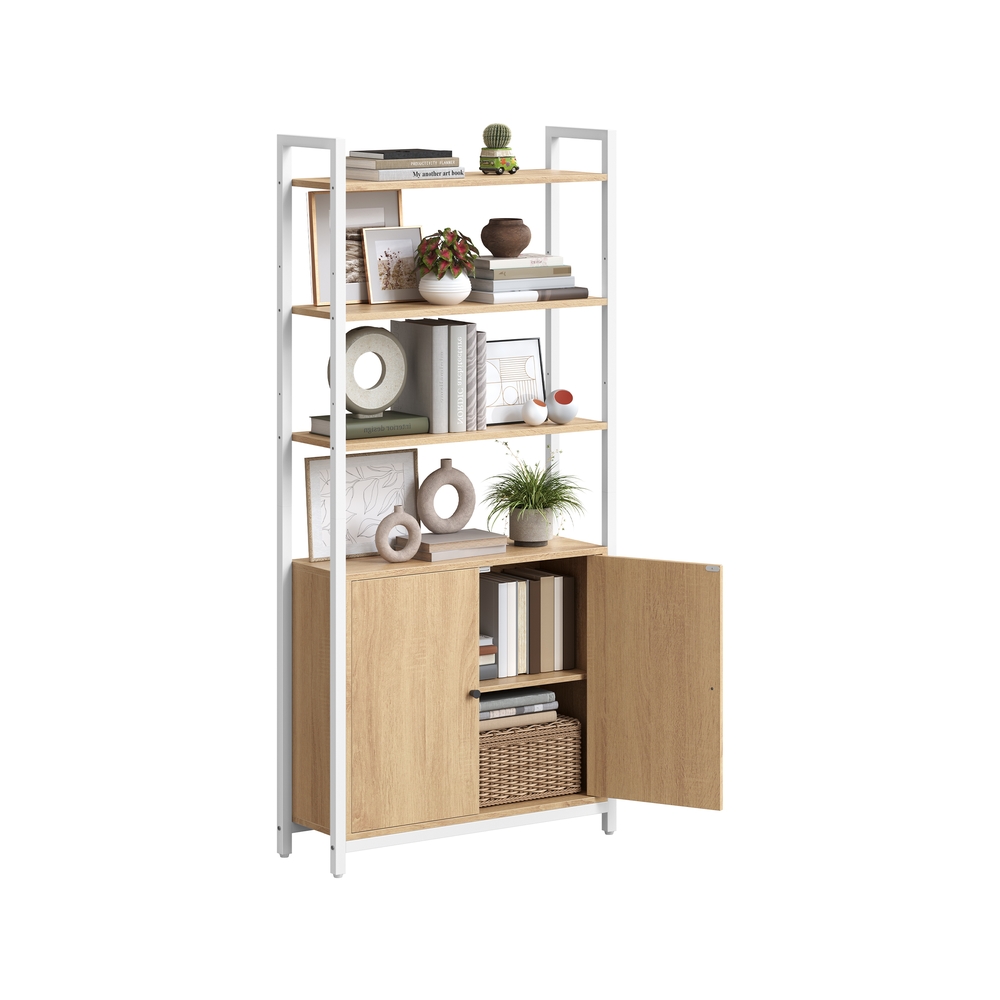 Raamaturiiul 6 reguleeritava kõrgusega riiuliga 24 x 60 x 159 5 cm kuldse tamme värv - mattvalge