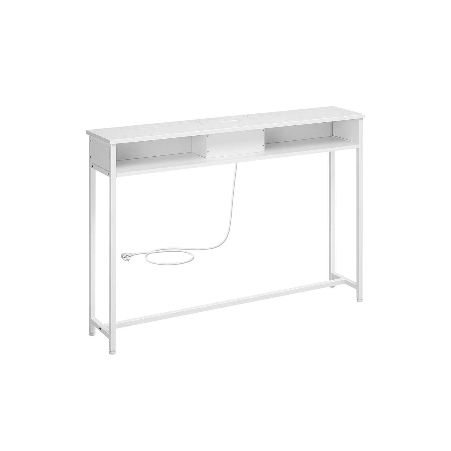 Pistikupesadega konsoollaud 2 avatud lahtriga kitsas abilaud esikusse 25 x 120 x 81 1 cm