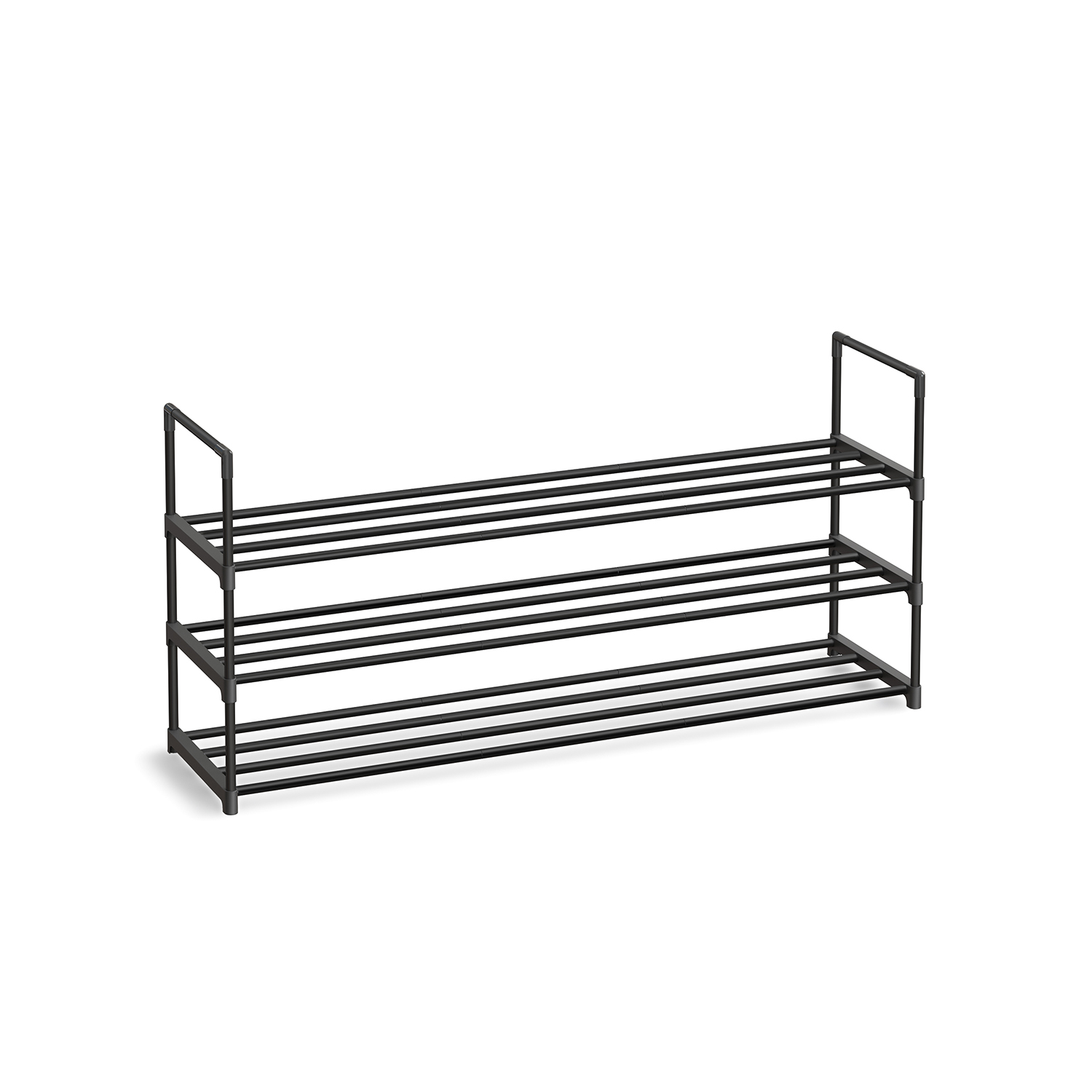 3-kerroksinen metallikenkäteline, 30 x 116 x 55 cm, pinottava
