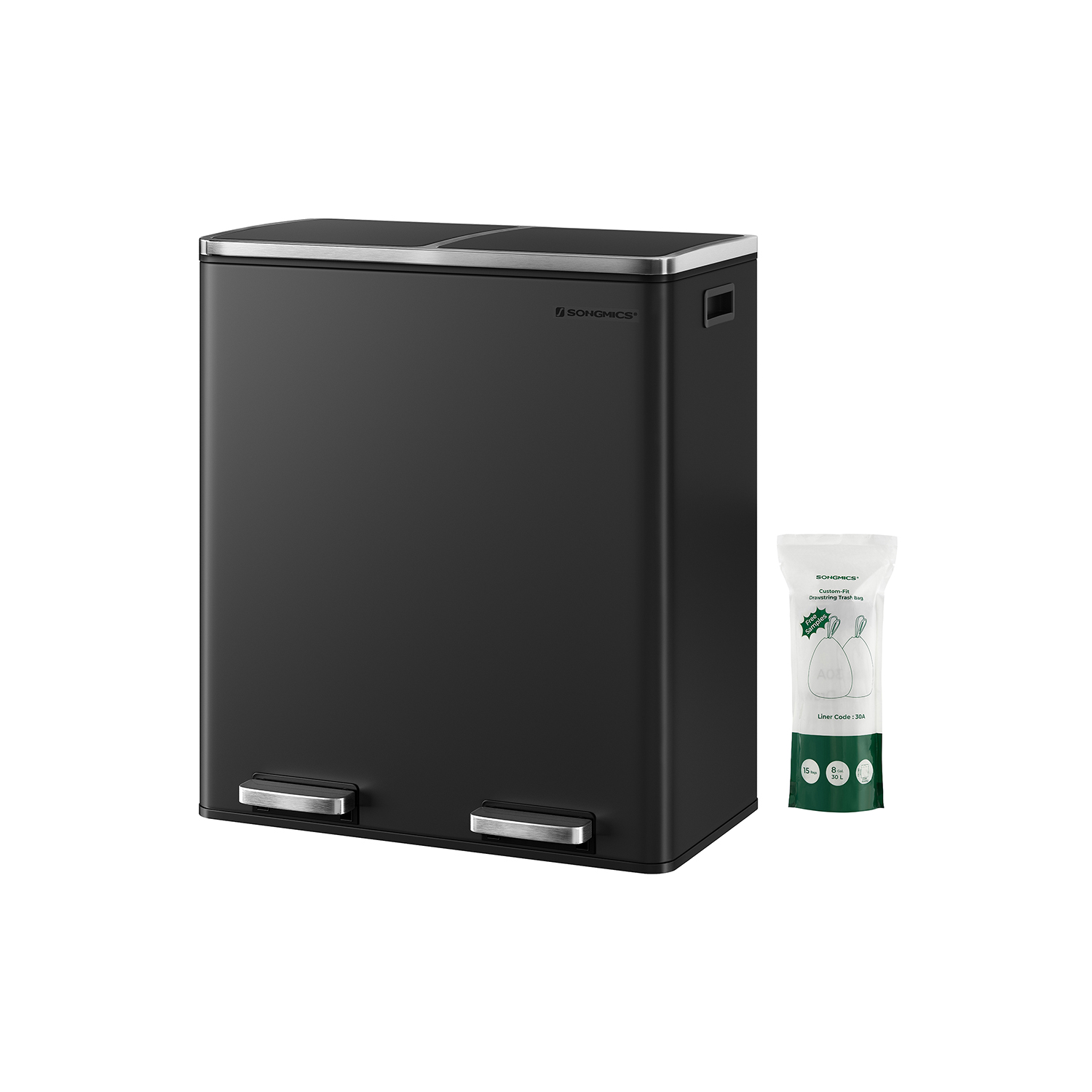60 litran roskasäiliö (2 x 30 l) musta