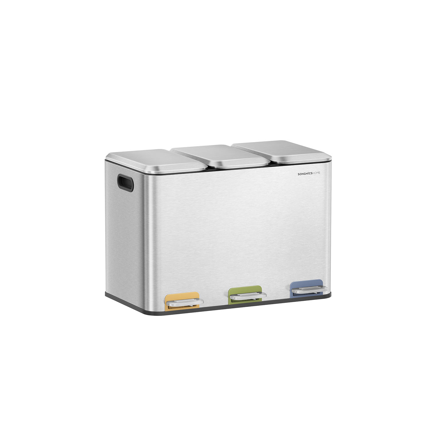 Keittiön roskakori 3 x 15 l osilla, metallihopea