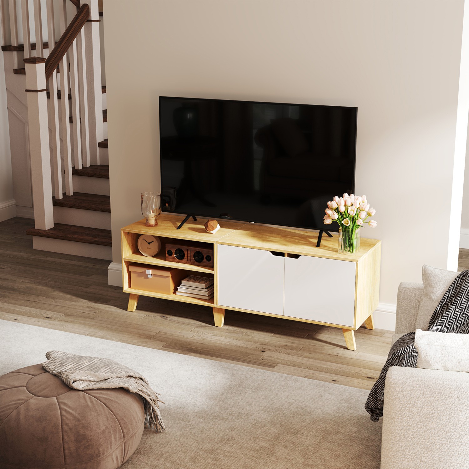 TV-taso, kahdella ovella, 140 cm pitkä