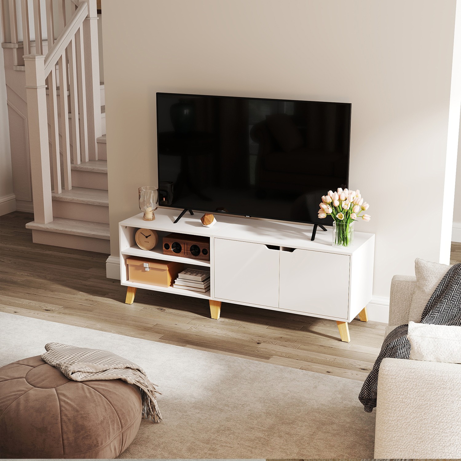 TV-kaappi, TV-pöytä kahdella ovella, 140 cm pitkä