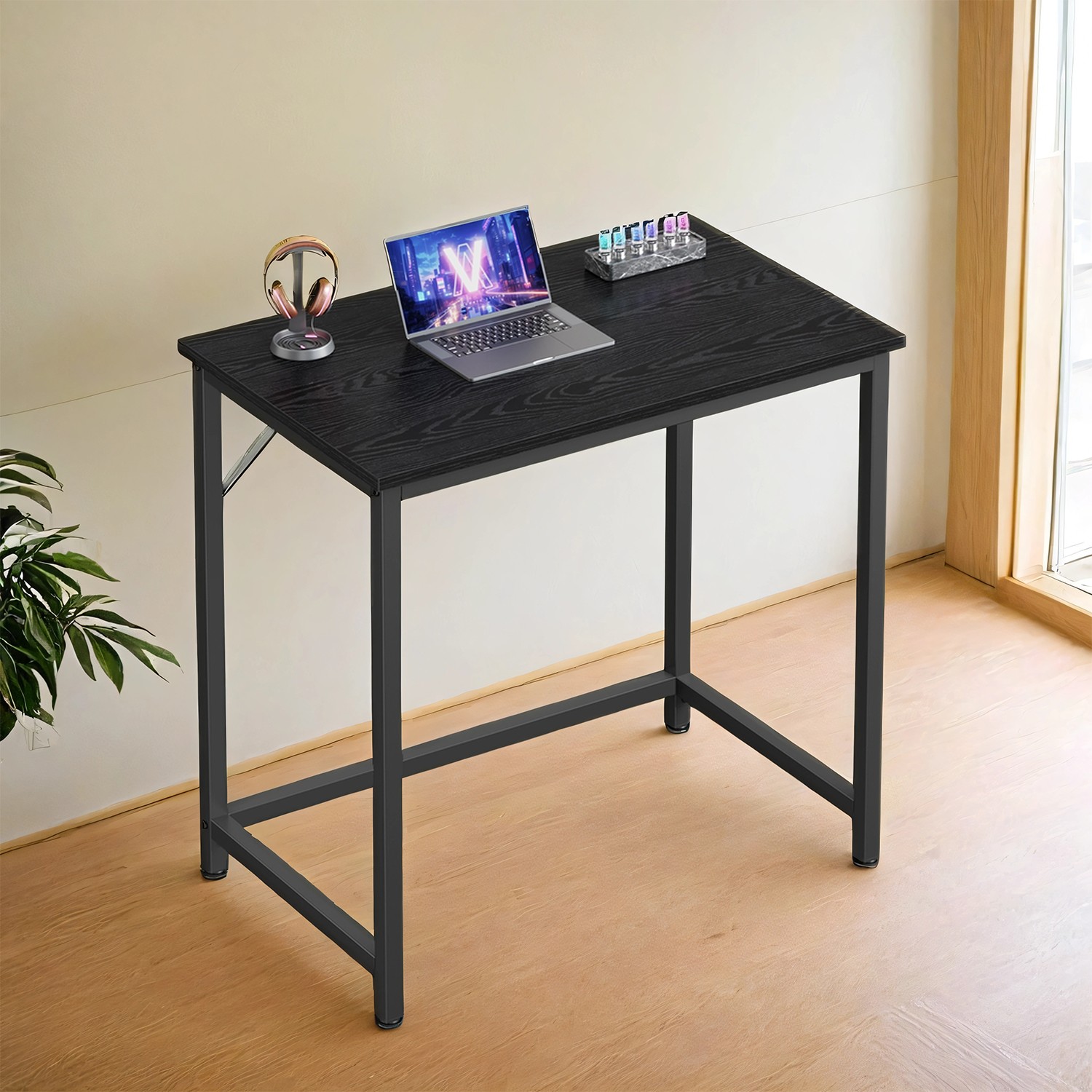 Kirjutuslaud ja arvutilaud kitsas kontorilaud 120 x 60 x 75 cm terasraam tööstuslik disain