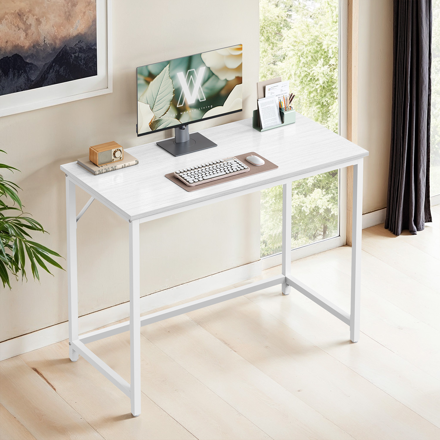 Kirjutuslaud ja arvutilaud kitsas kontorilaud 100 x 50 x 75 cm terasraam tööstuslik disain