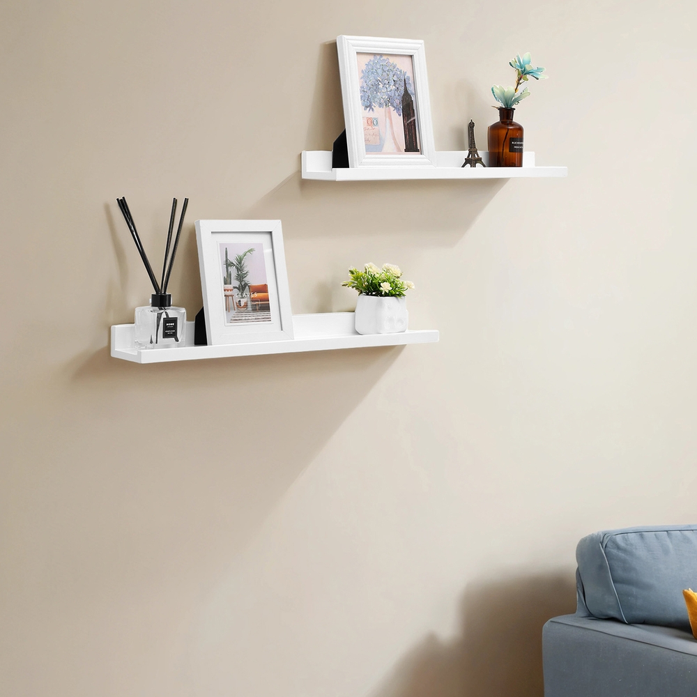 Seinariiulite komplekt (2 tk) kõrgläikega ujuvad riiulid piltidele ja raamatutele 60 x 10 cm