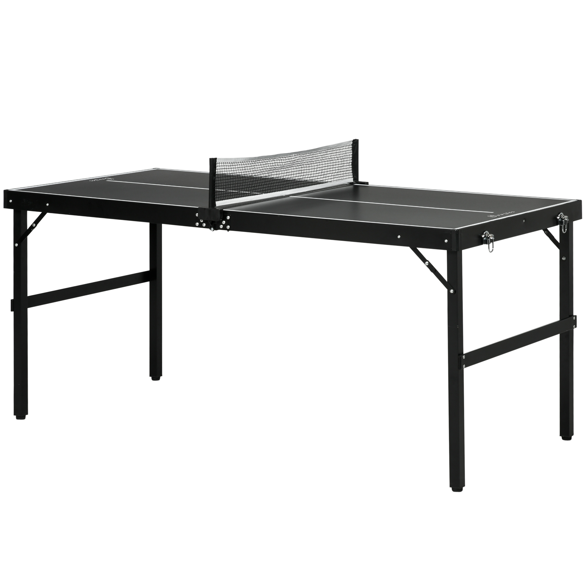 Pöytätennissetti, kokoontaitettava, lukko ja kahva, alumiinirunko, 152x76x72 cm, musta