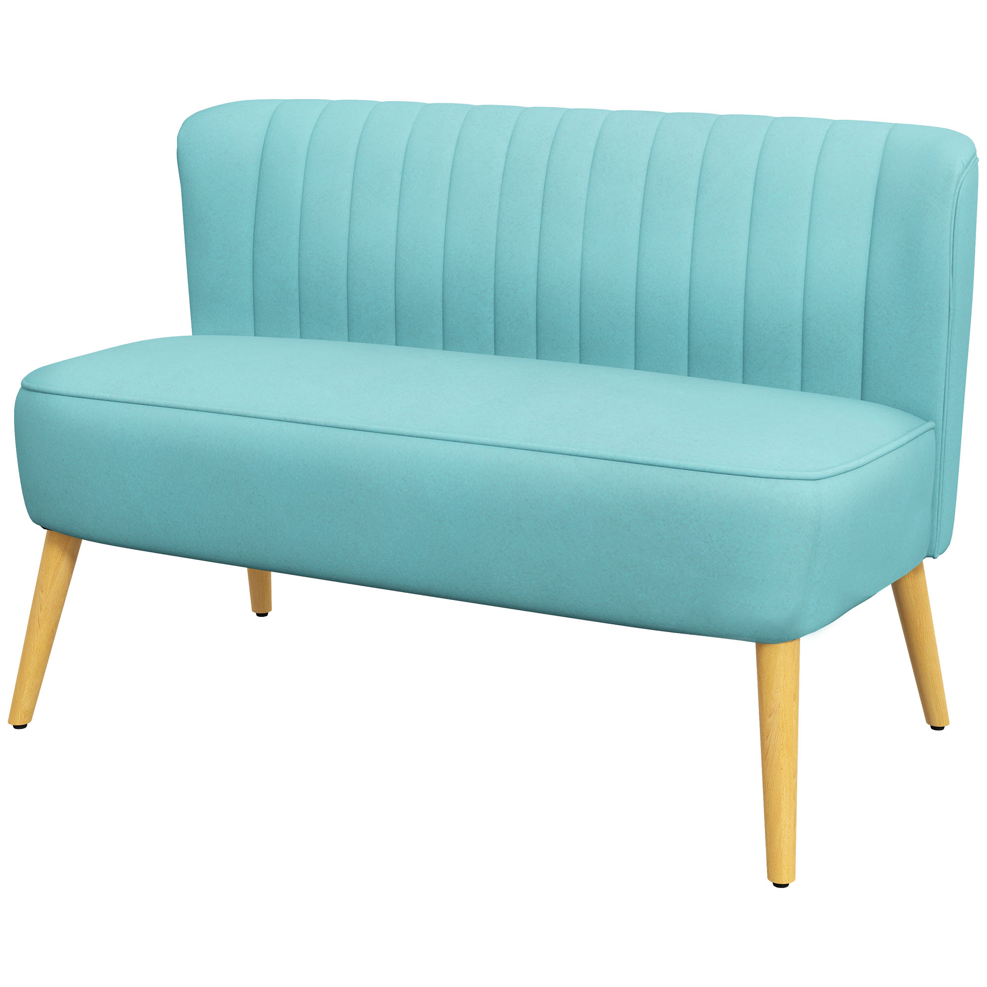 Retrotyylinen 2-istuttava sohva, puiset jalat, 117 cm x 56,5 cm x 77 cm, vihreä