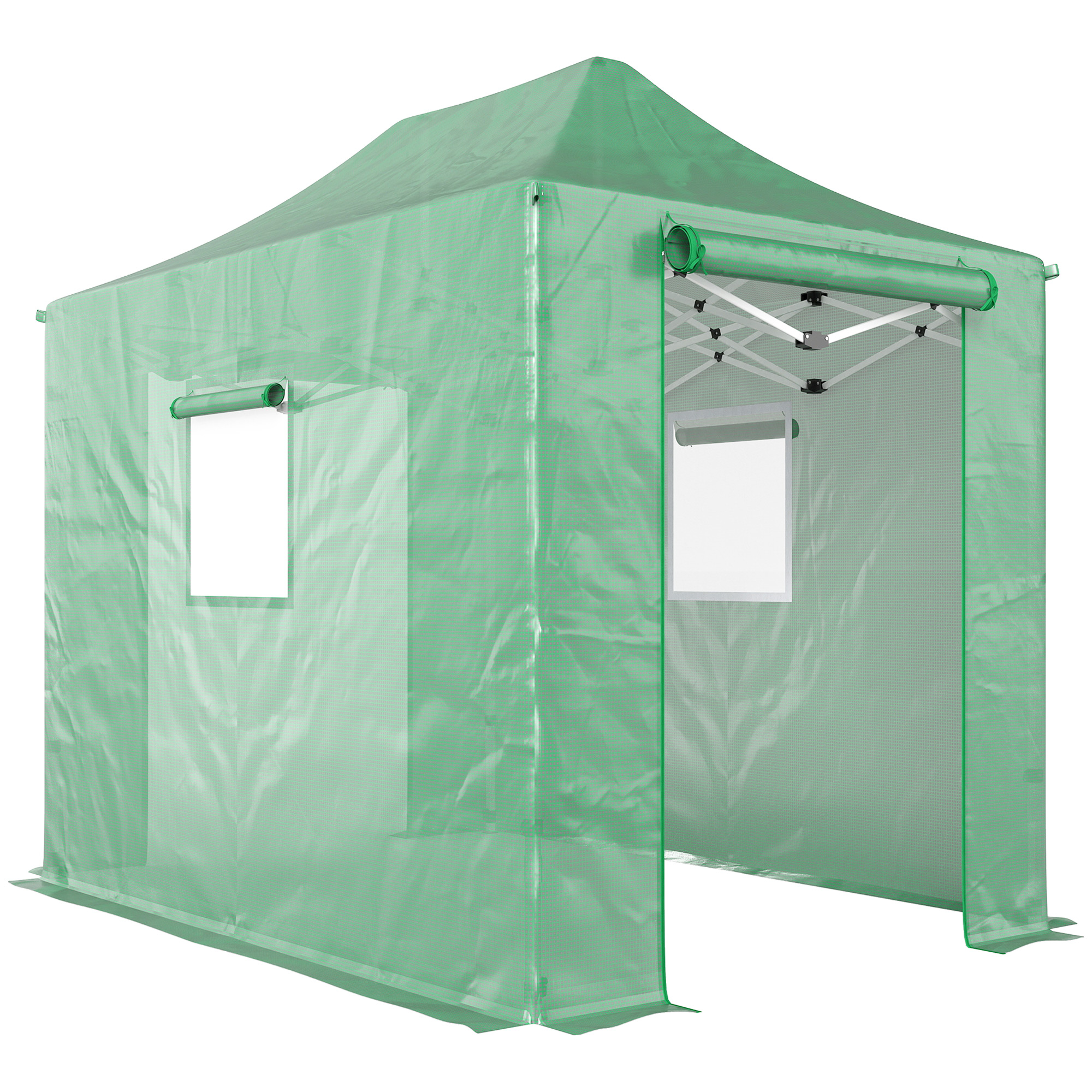 Hüpikkasvuhoone u 200x300x270 cm kokkupandav fooliumist kasvuhoone viilkatusega lukuga uste ja akendega