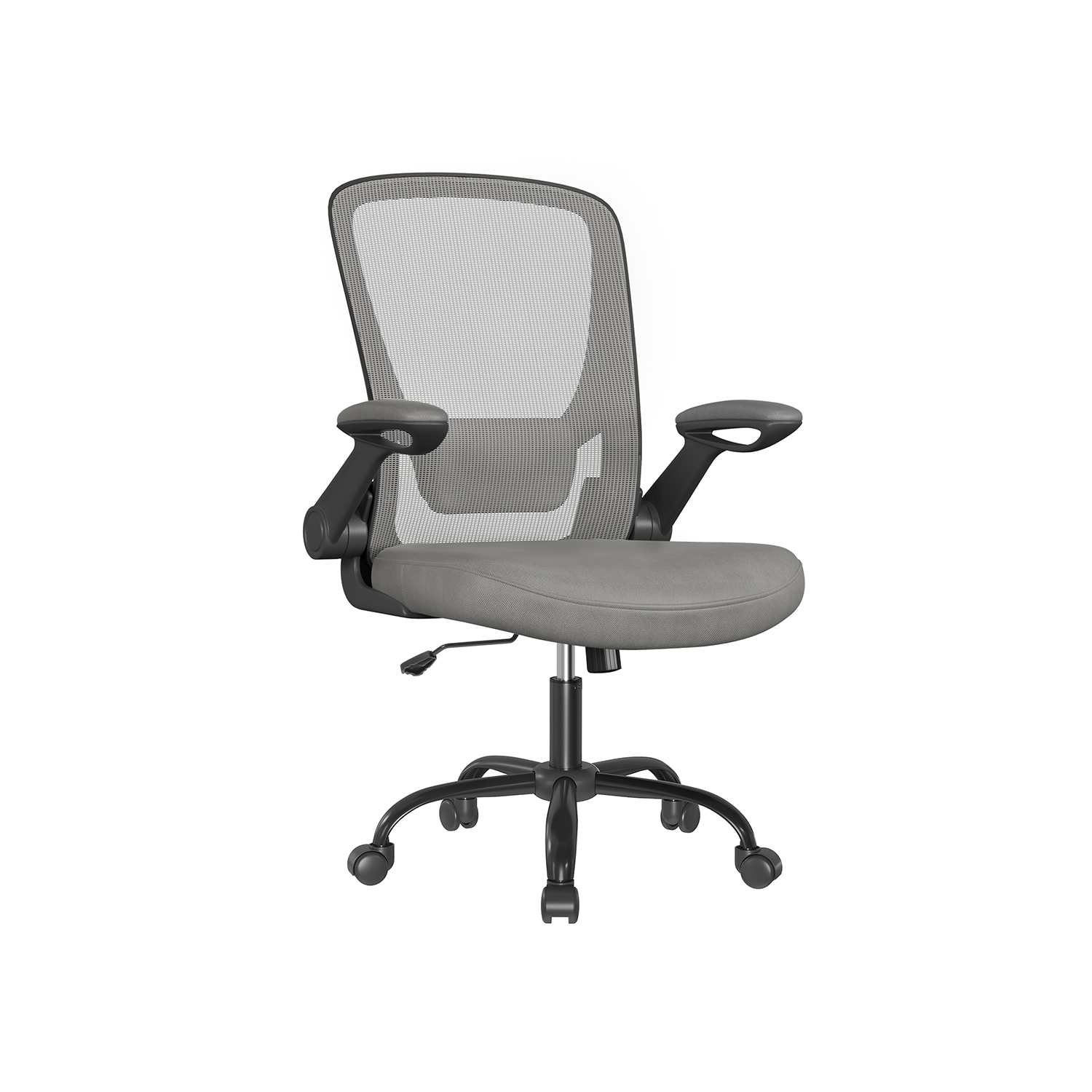 Ergonominen työtuoli keinutoiminnolla ja käsinojalla, kyyhkynen harmaa