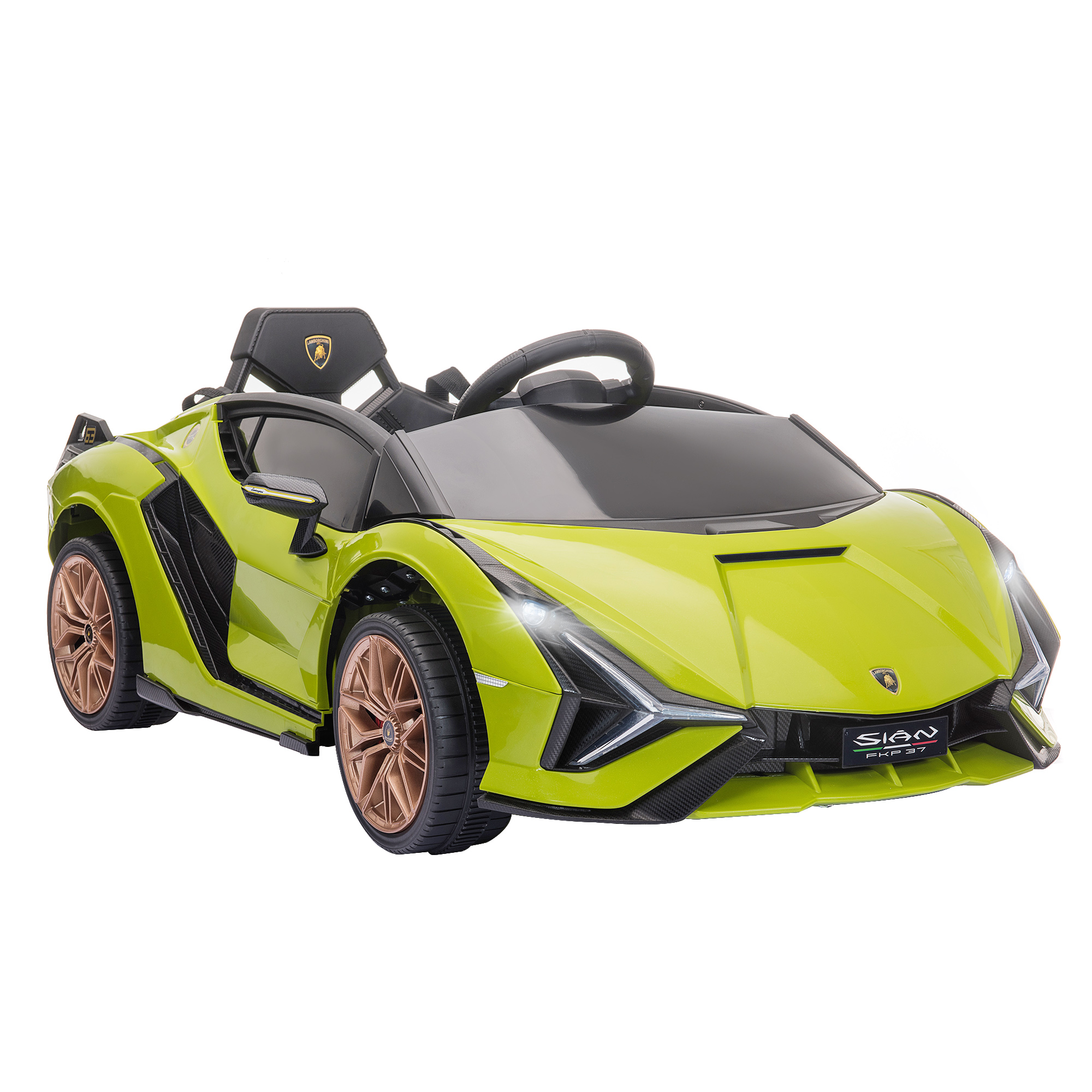 Lasten sähköauto, Lamborghini, 3-5 km/h, kaukosäädin, 3-5-vuotiaille, vihreä