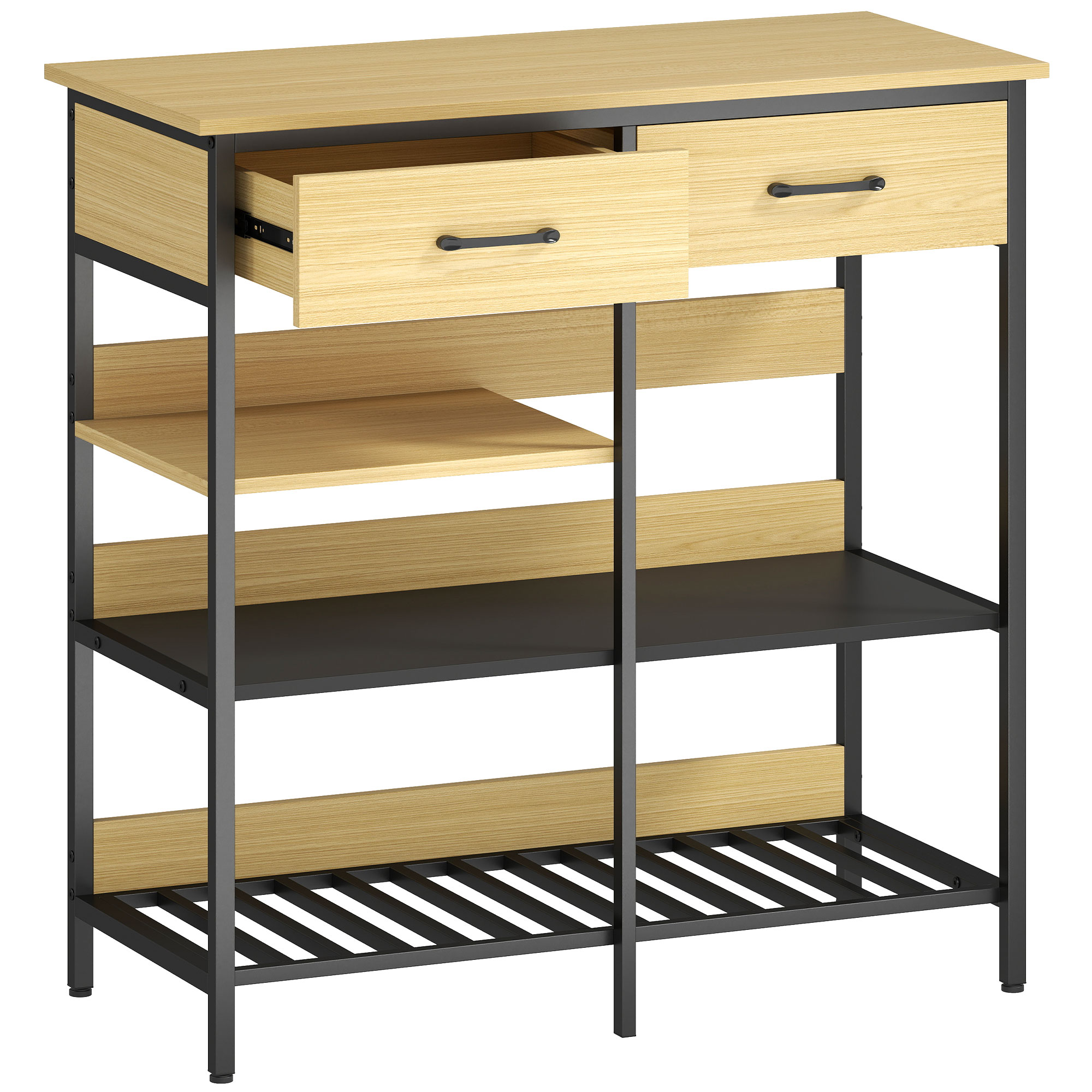 Kummut kummut 2 sahtliga 3 avatud riiuliga köögikapp kööki elutuppa 90 x 40 x 91 cm naturaalne puit