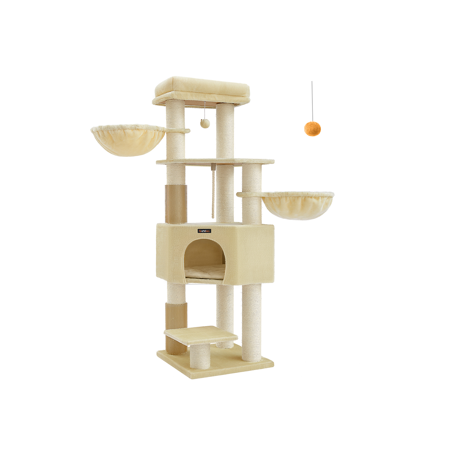 Kissapuu tasoineen 50 x 50 x 160 cm hiekkabeige - beige