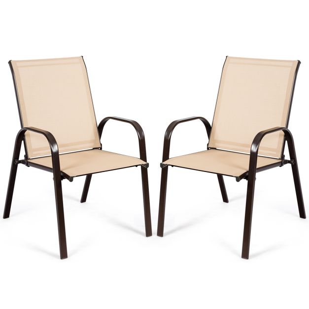 2 kpl terassituolia ulkoruokailutuoli käsinojilla - beige