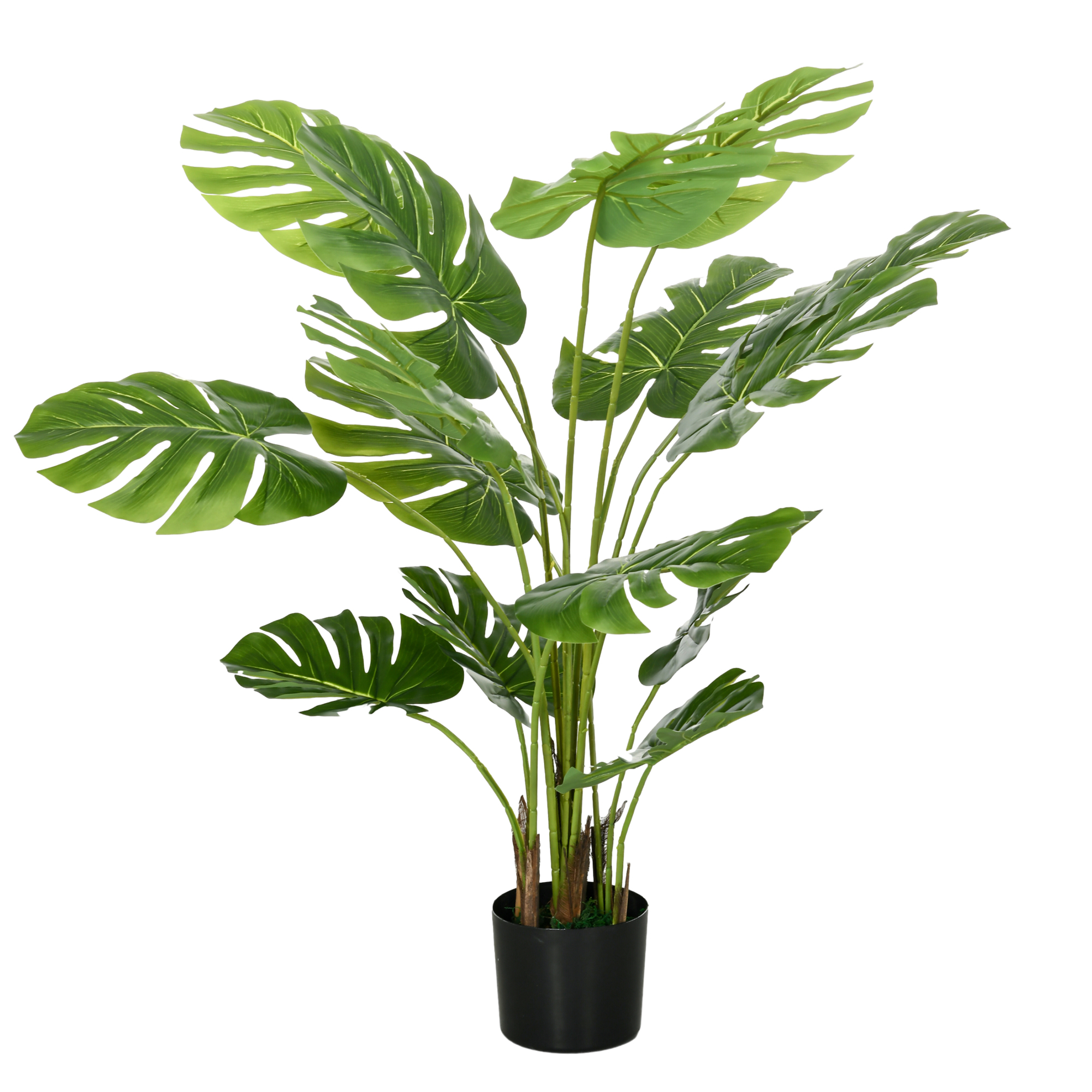Tekokasvi, realistinen Monstera Deliciosa, 1 ruukku ja sementtimulta, 17,5 cm x 17,5 cm x 120 cm, vihreä