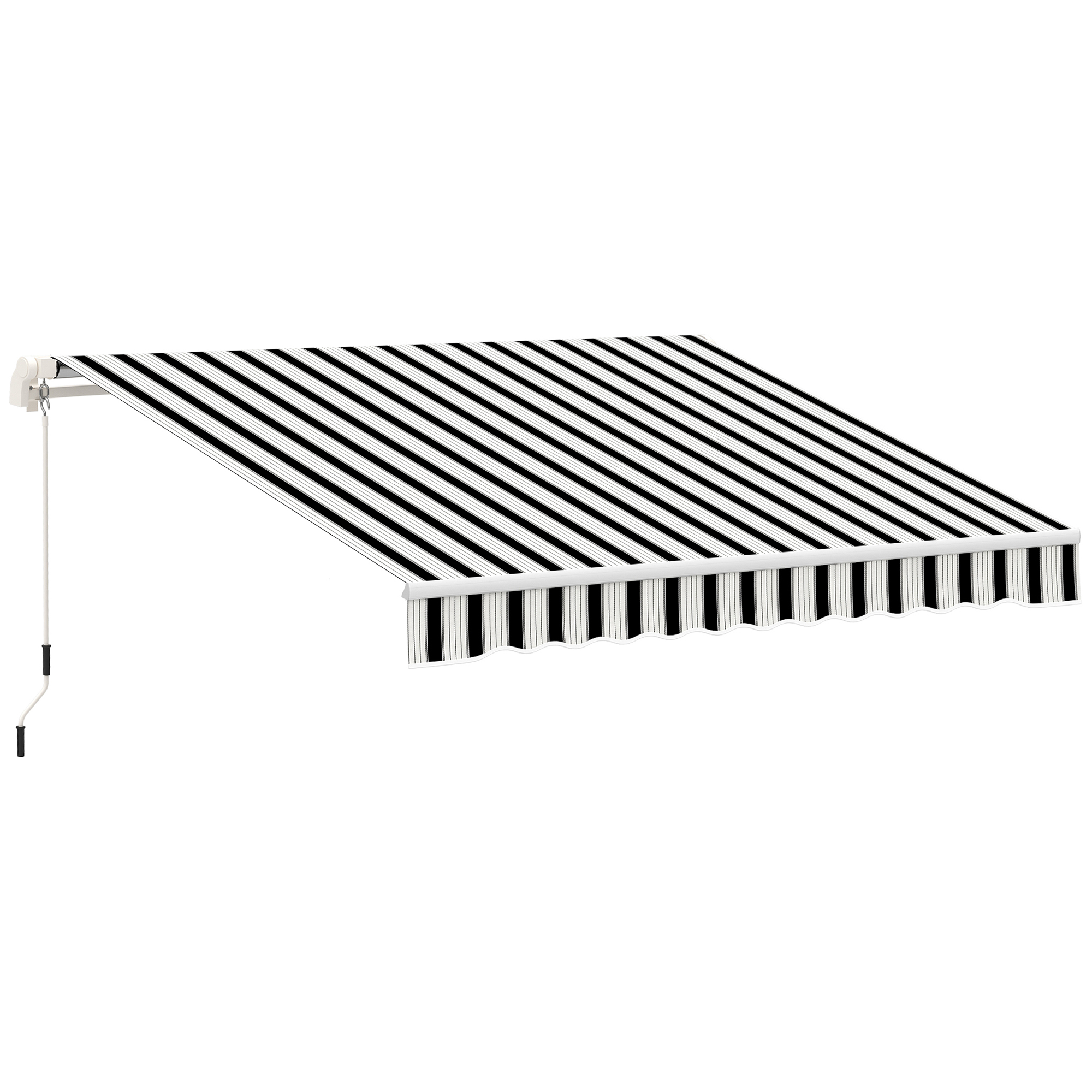 Varikatus päikesesirm kokkuklapitav käsivändaga metallraam polüester sinine+valge 3 95 x 2 45 x 3 50 m
