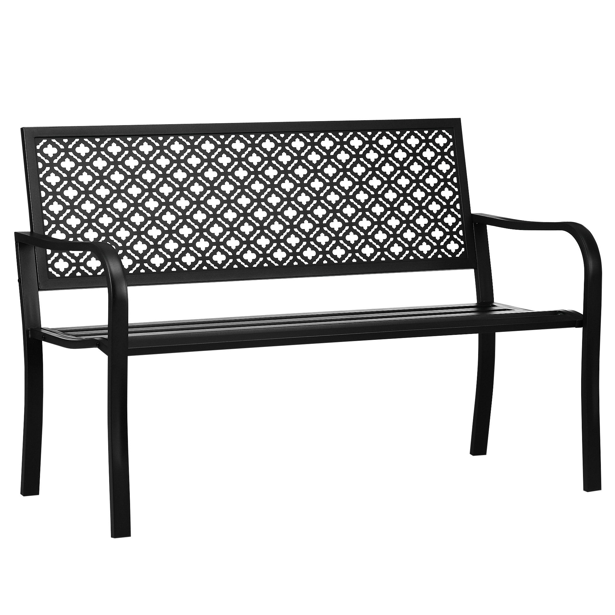 Metallist aiapink 2-kohaline lillemustriga ilmastikukindel 127 x 63 x 83 cm must